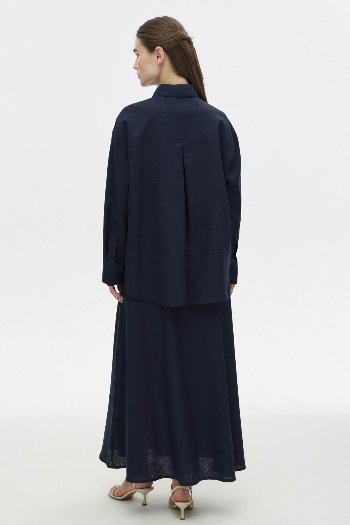 Sivri Yakalı Keten Gömlek{KATEGORİ}