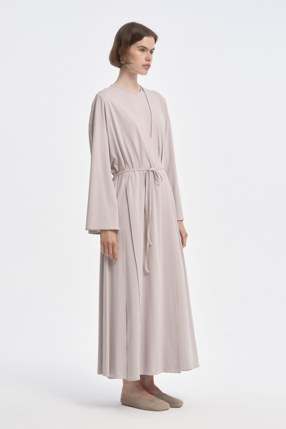 Soft Dokulu Derin Yırtmaçlı Kimono AÇIK TAŞ{KATEGORİ}