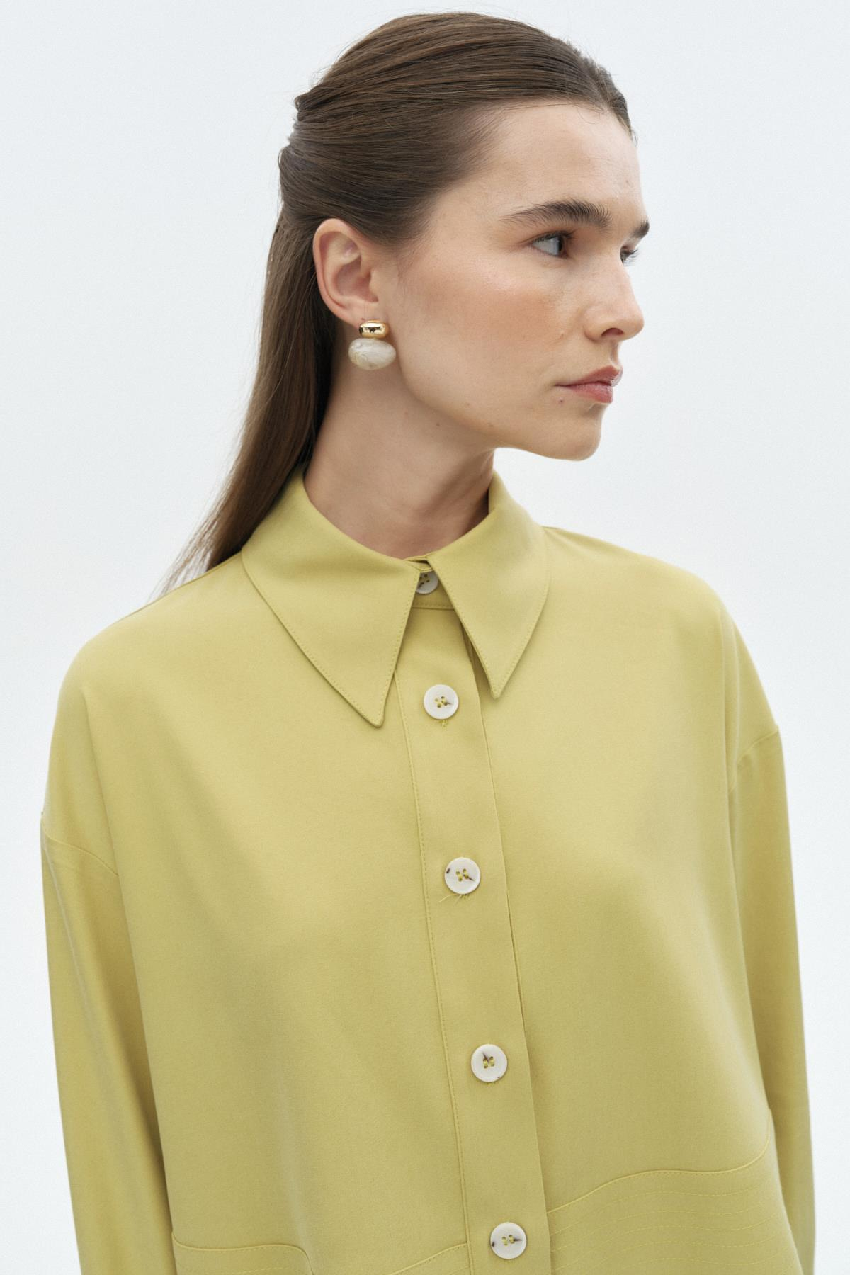 Tensel Karışımlı Crop Gömlek ASİT{KATEGORİ}