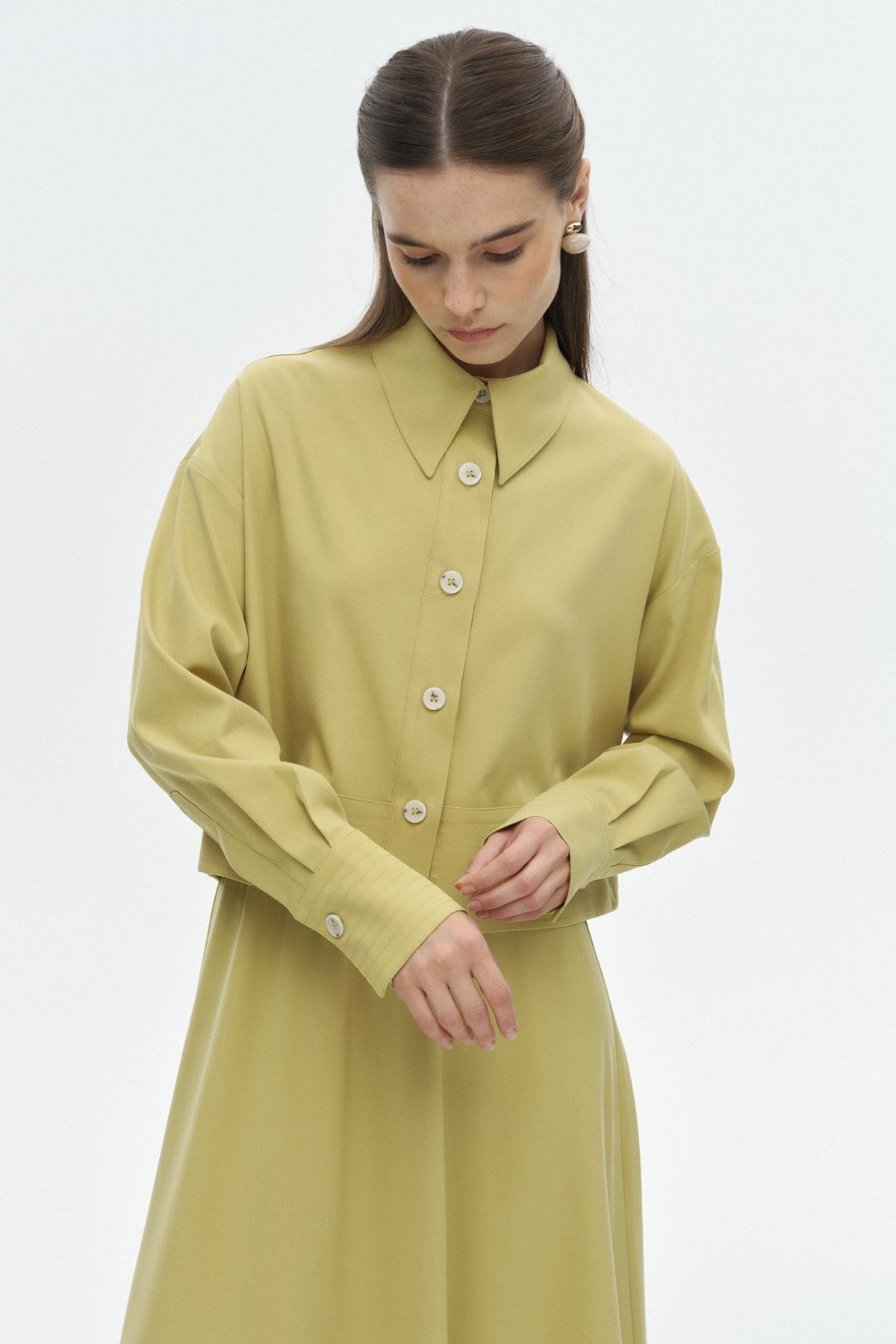 Tensel Karışımlı Crop Gömlek ASİT{KATEGORİ}