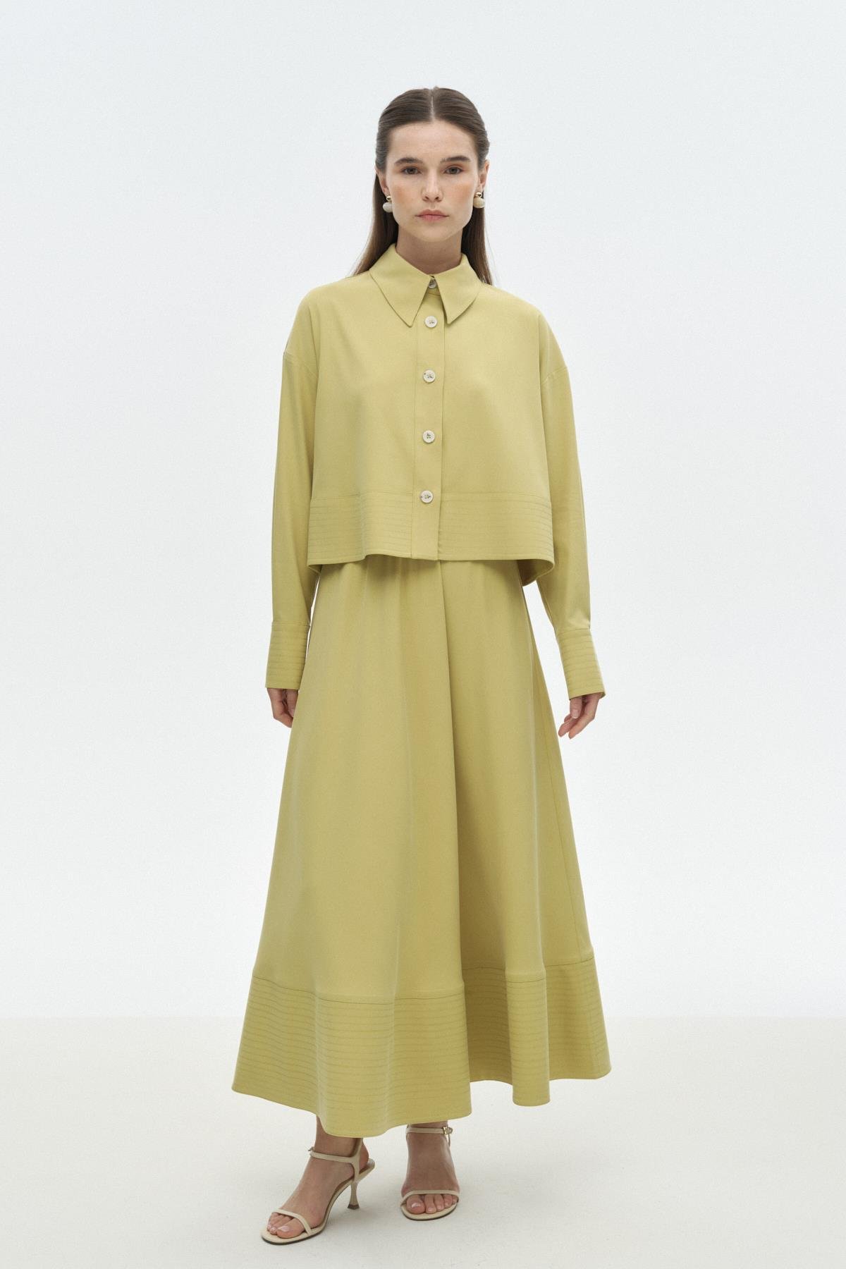 Tensel Karışımlı Crop Gömlek ASİT{KATEGORİ}