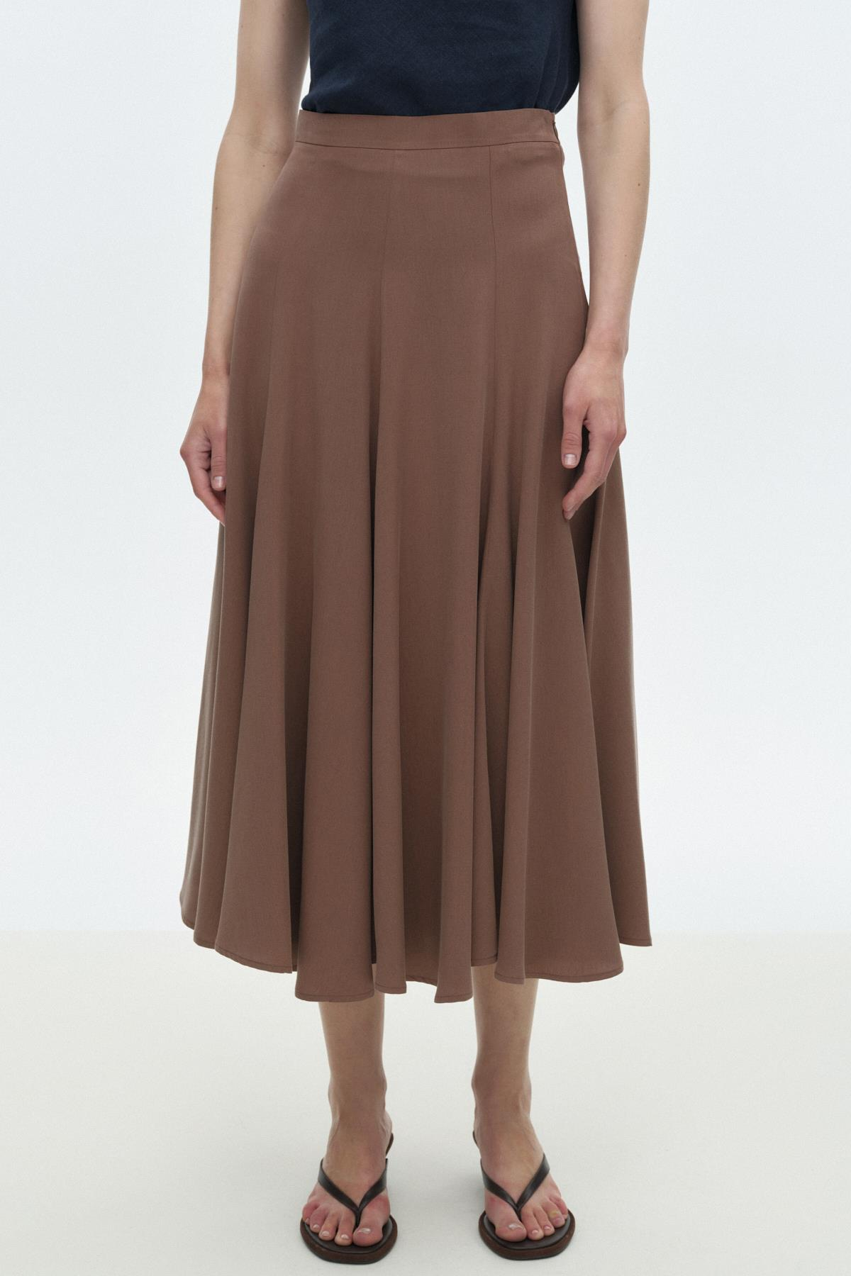 Tensel Kloş Etek KAHVERENGİ{KATEGORİ}