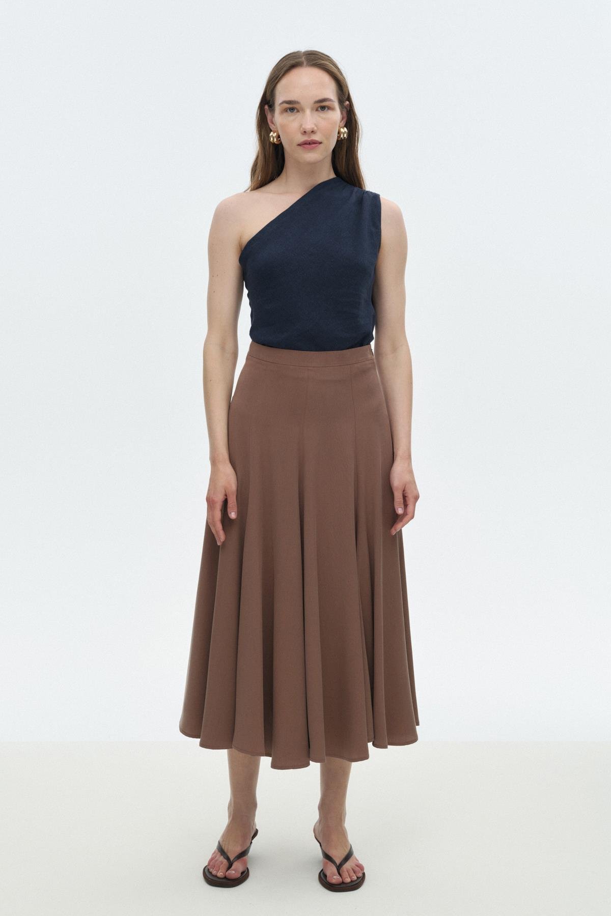 Tensel Kloş Etek KAHVERENGİ{KATEGORİ}