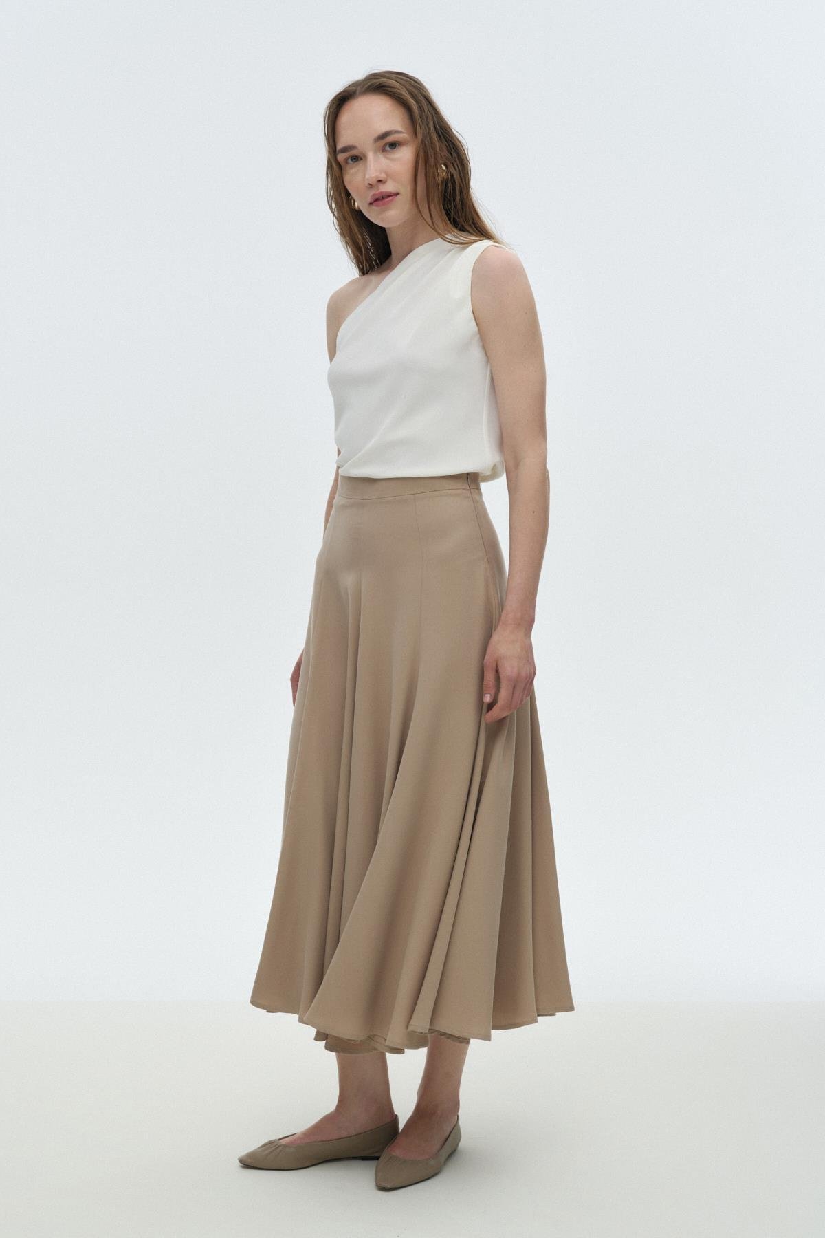 Tensel Kloş Etek BEJ{KATEGORİ}