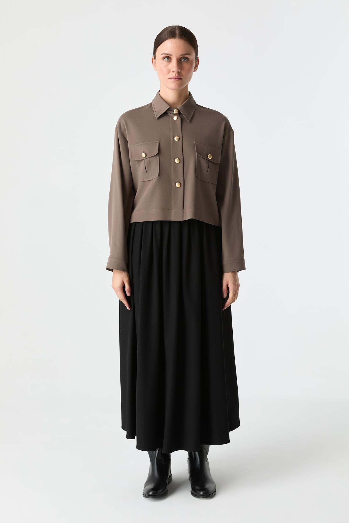 Utility Crop Gömlek VİZON{KATEGORİ}