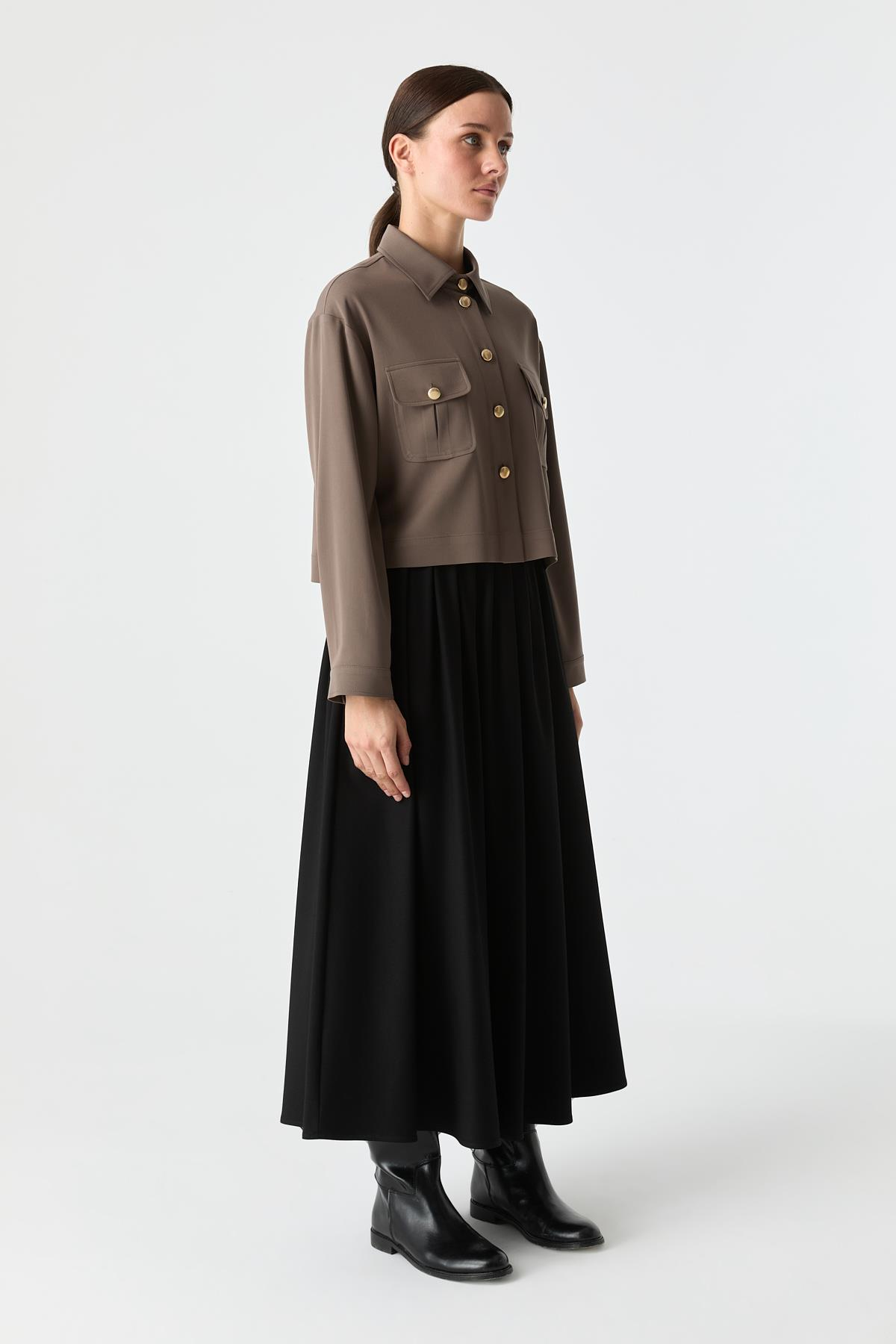 Utility Crop Gömlek VİZON{KATEGORİ}