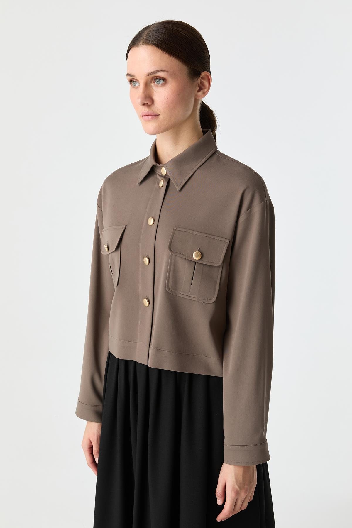 Utility Crop Gömlek VİZON{KATEGORİ}