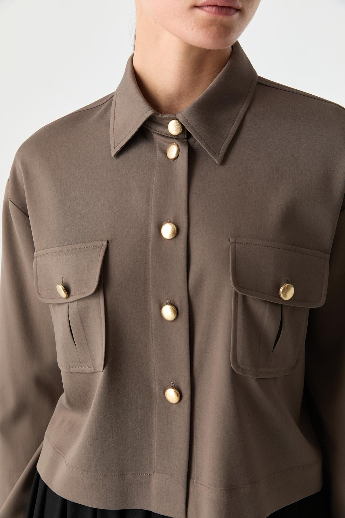 Utility Crop Gömlek VİZON{KATEGORİ}