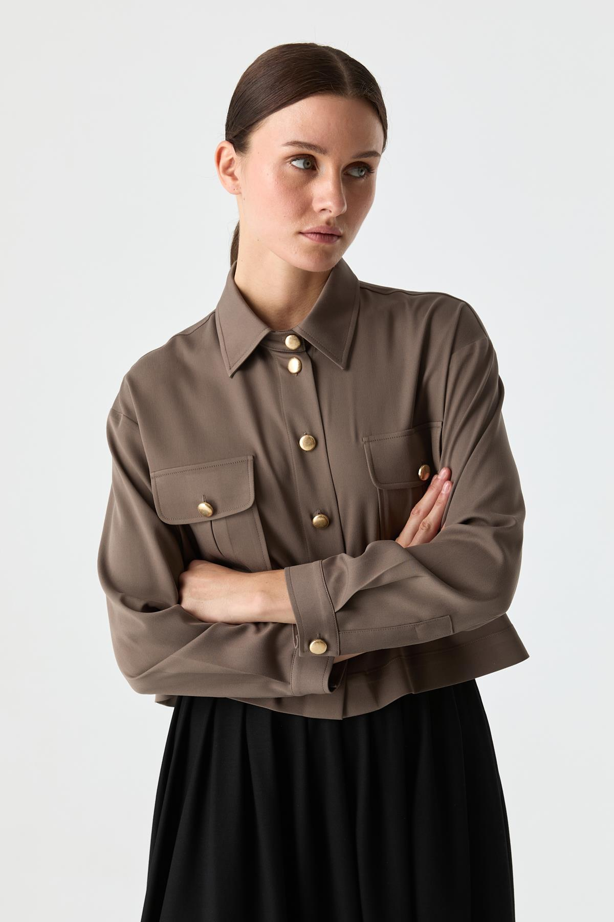 Utility Crop Gömlek VİZON{KATEGORİ}