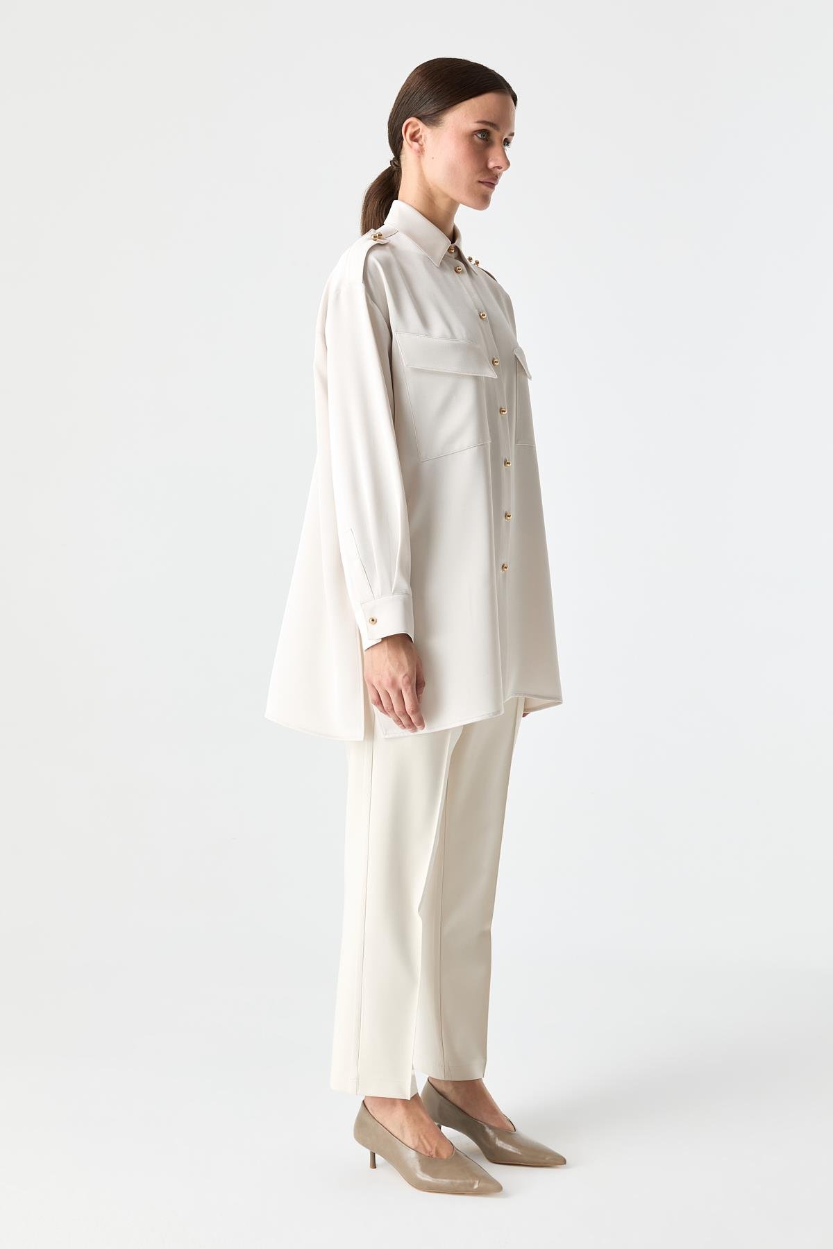 Utility Saten Gömlek EKRU{KATEGORİ}
