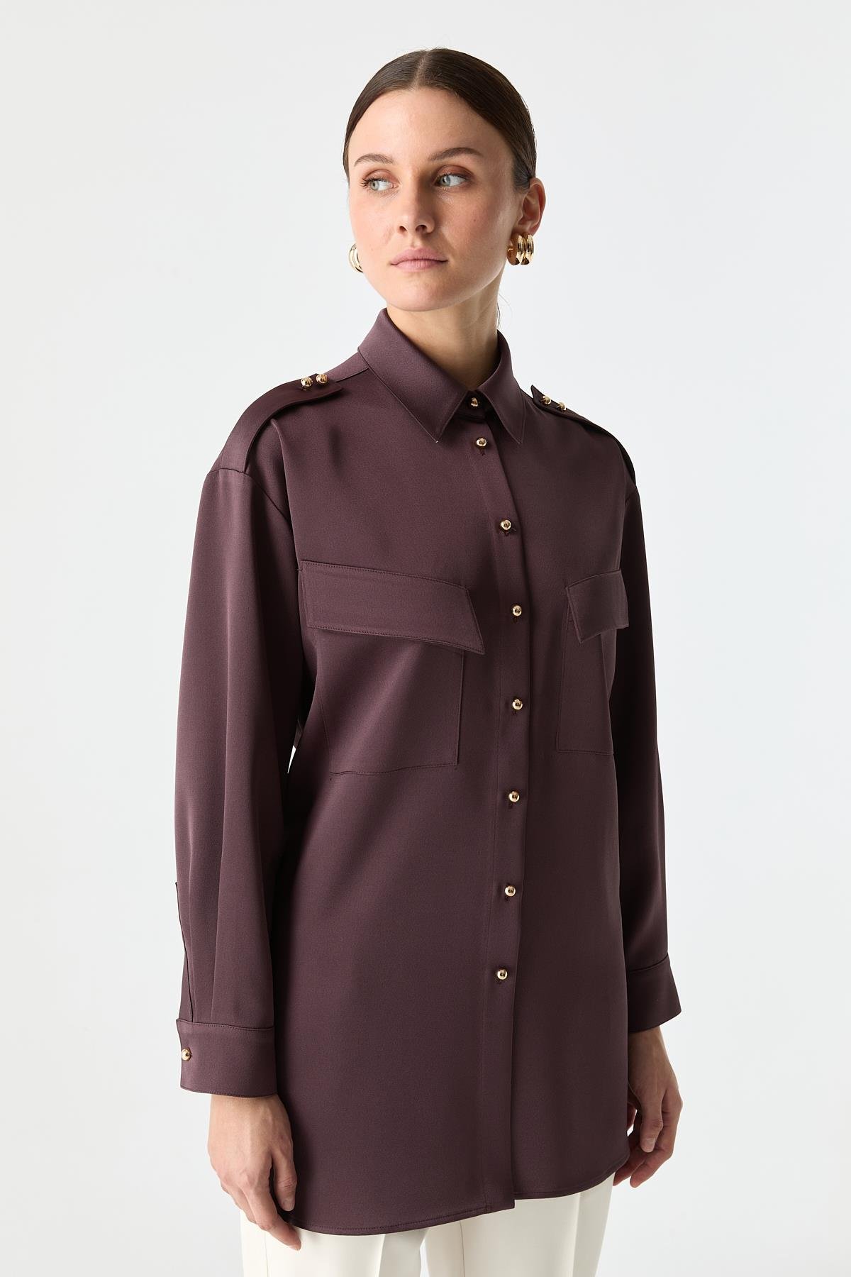 Utility Saten Gömlek İNCİR{KATEGORİ}