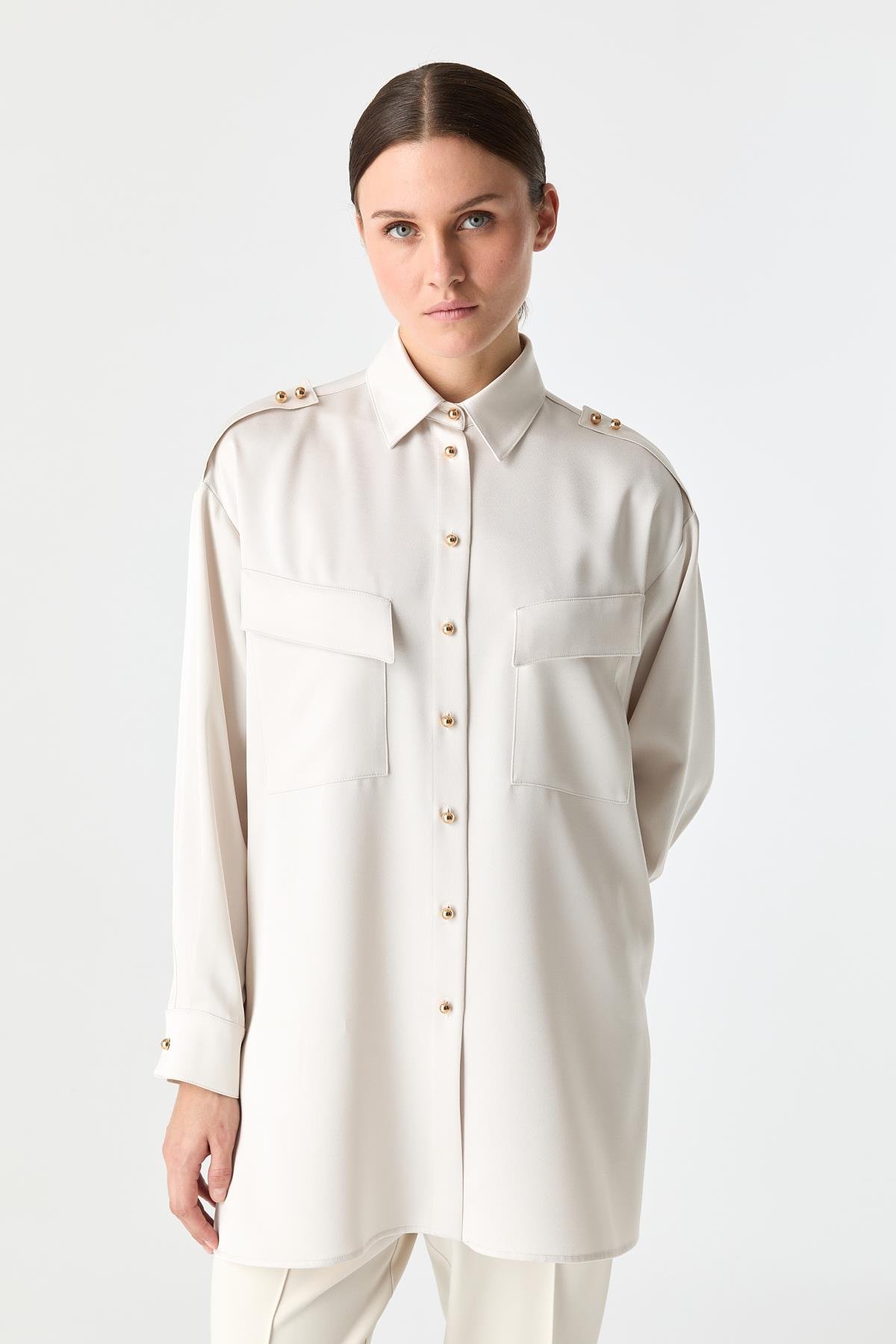 Utility Saten Gömlek EKRU{KATEGORİ}