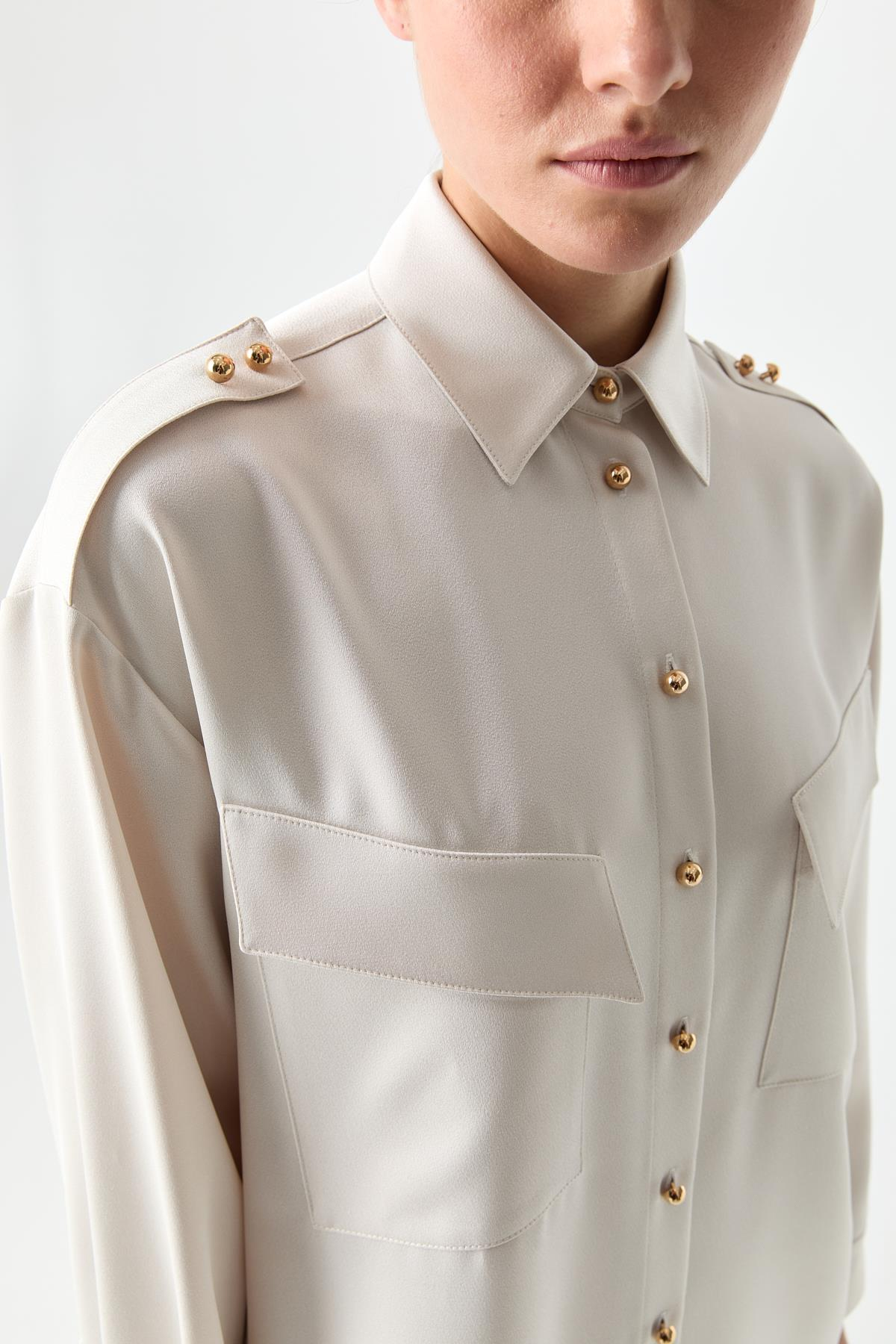 Utility Saten Gömlek EKRU{KATEGORİ}