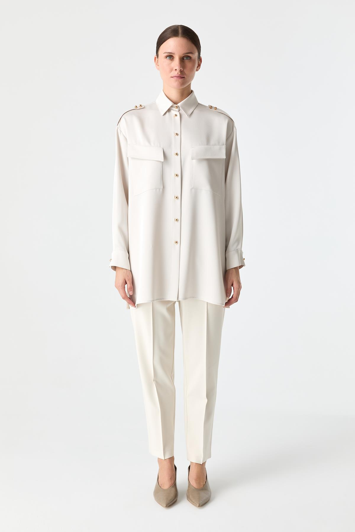 Utility Saten Gömlek EKRU{KATEGORİ}