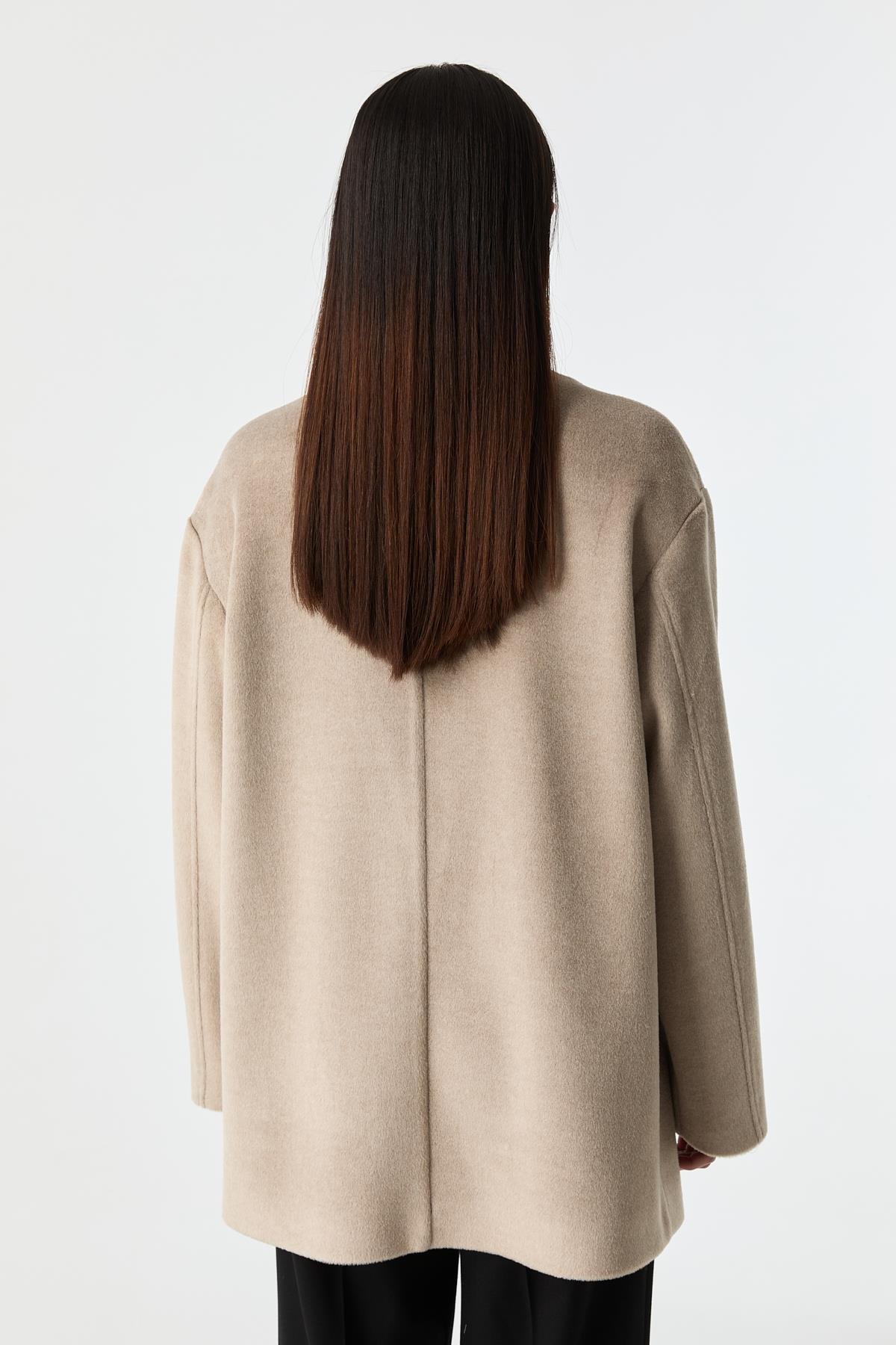 V Yaka Kaşe Ceket VİZON{KATEGORİ}