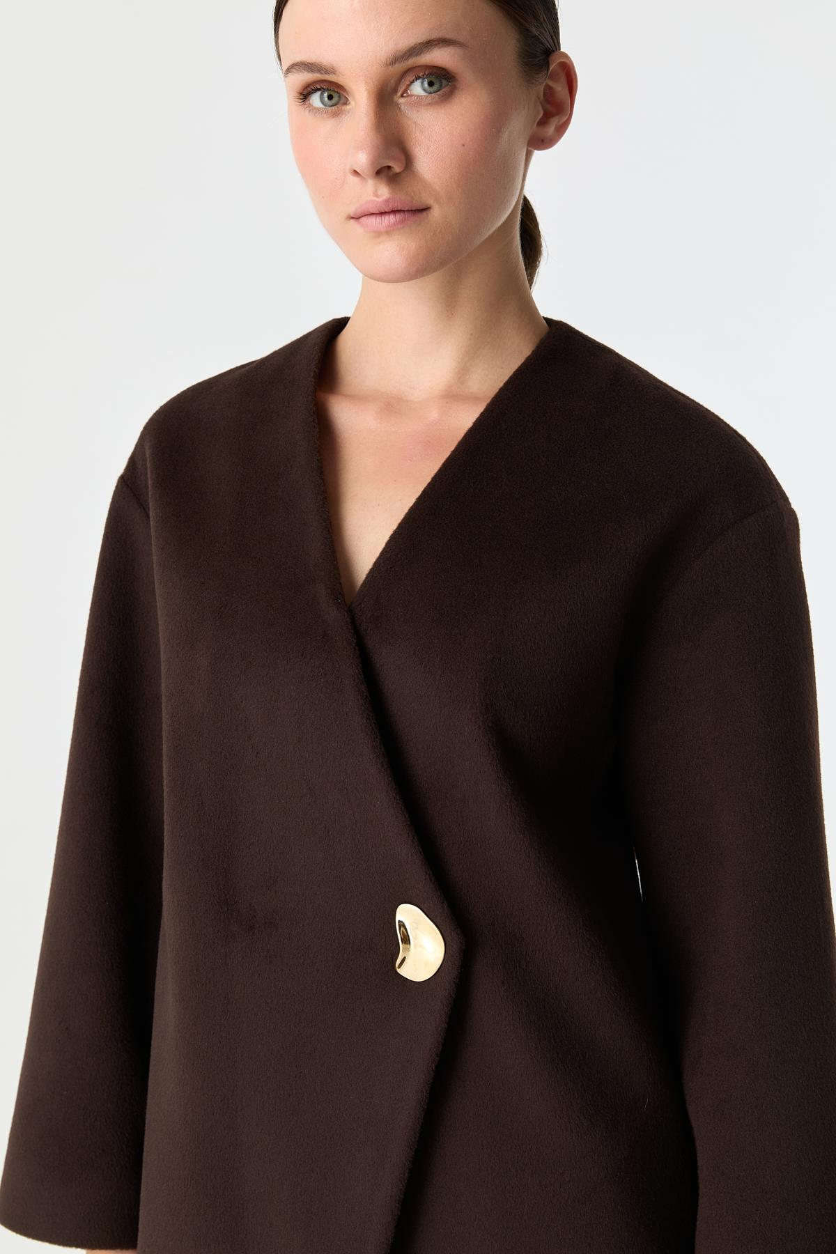 V Yaka Kaşe Ceket ACI KAHVE{KATEGORİ}