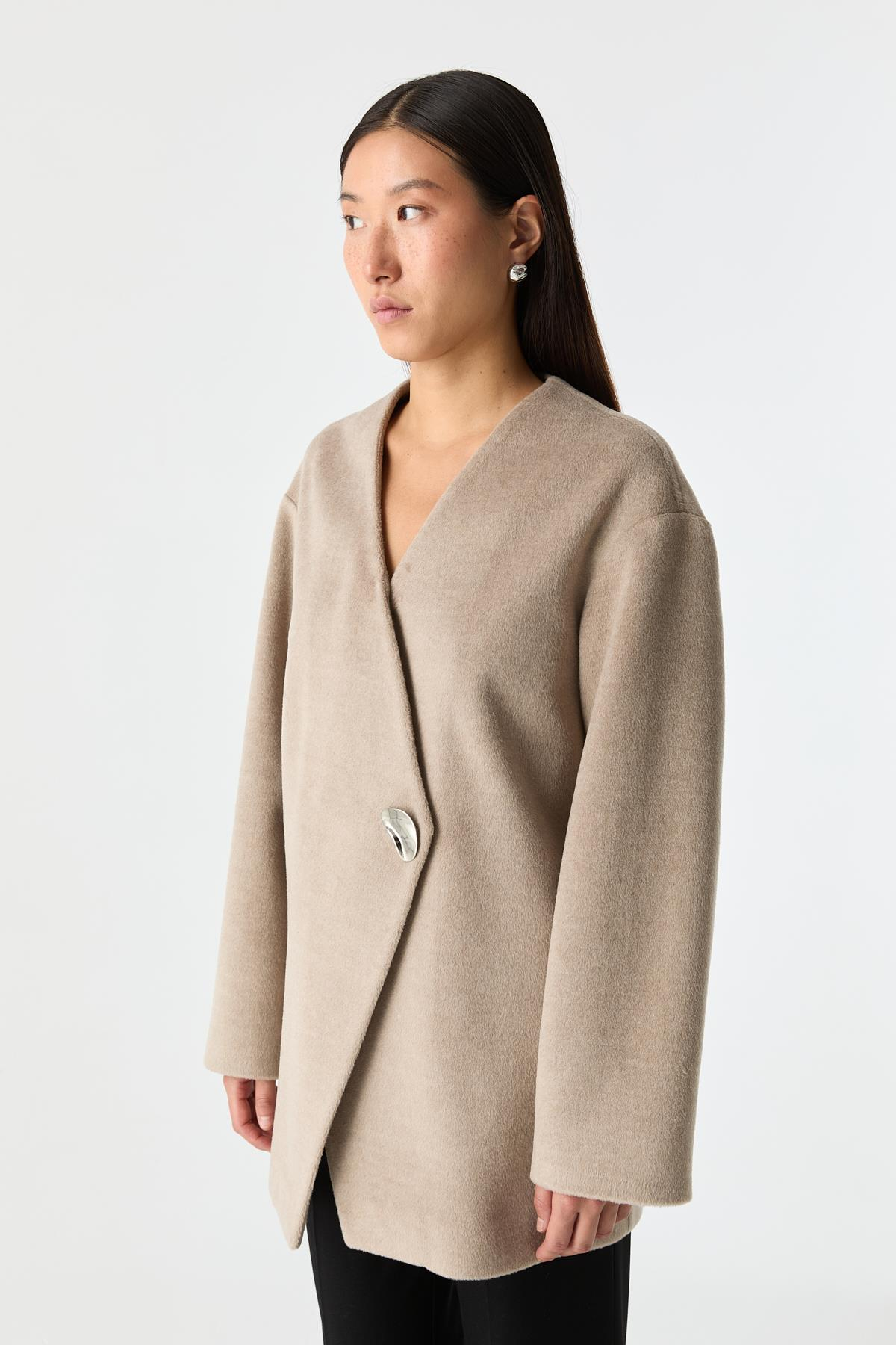 V Yaka Kaşe Ceket VİZON{KATEGORİ}