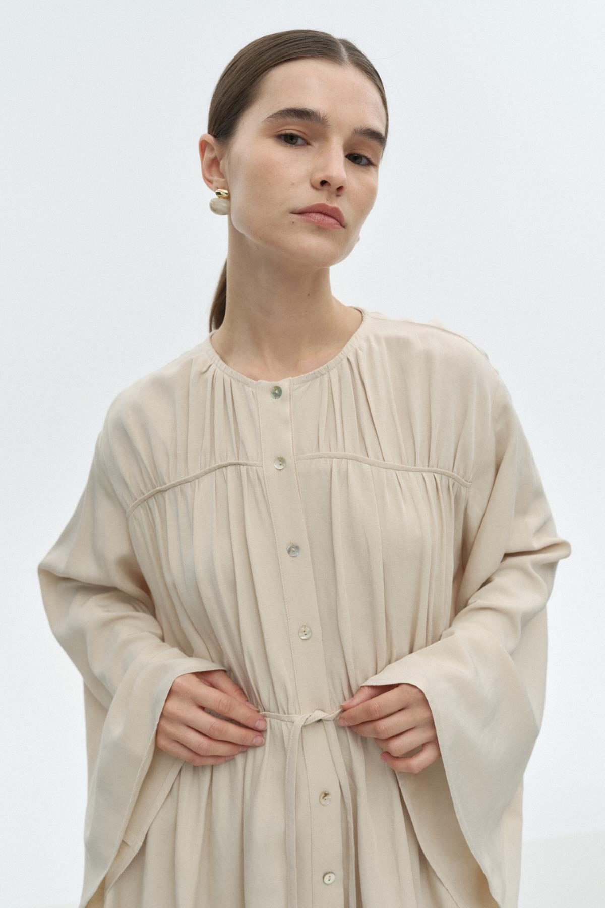 Viskon-Keten Bağ Detaylı Gömlek{KATEGORİ}