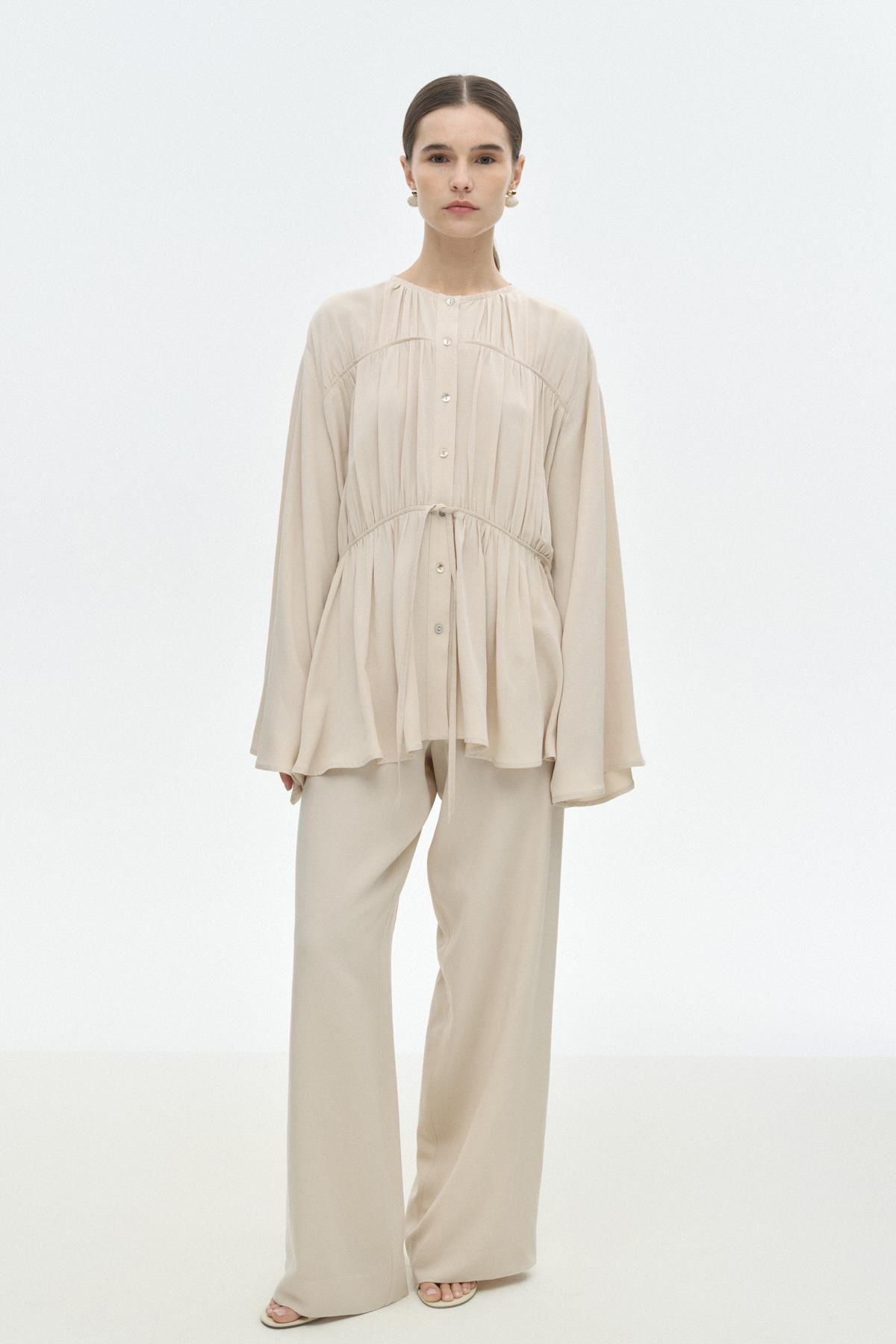 Viskon-Keten Bağ Detaylı Gömlek{KATEGORİ}