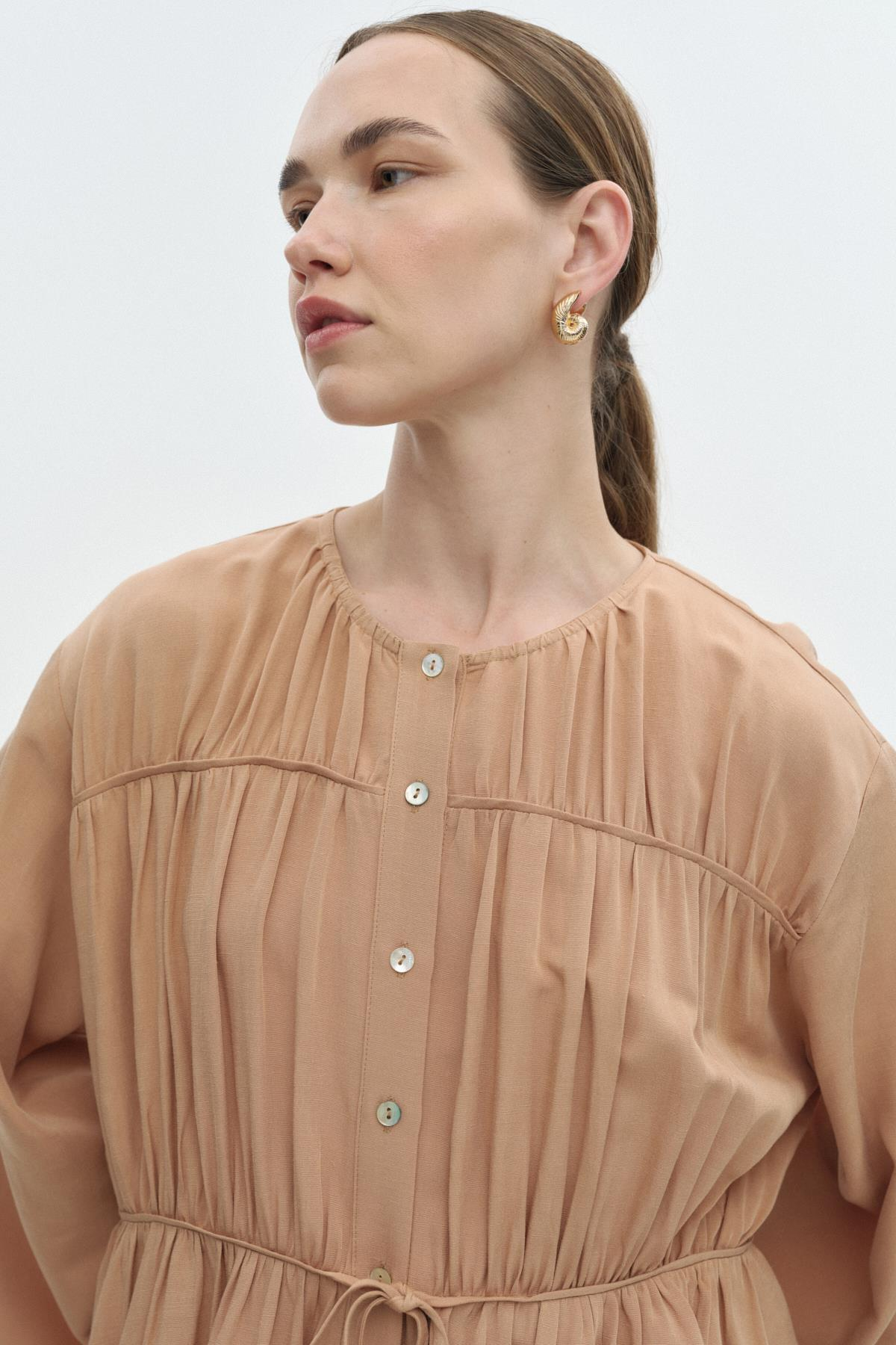 Viskon-Keten Bağ Detaylı Gömlek{KATEGORİ}