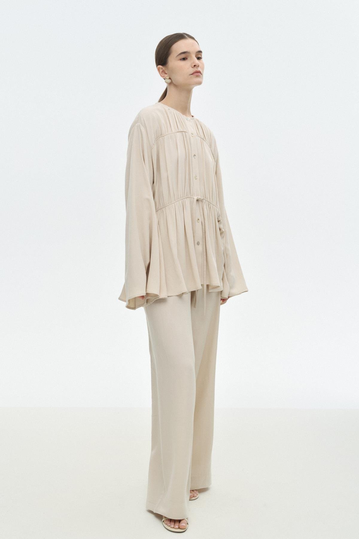 Viskon-Keten Bağ Detaylı Gömlek{KATEGORİ}