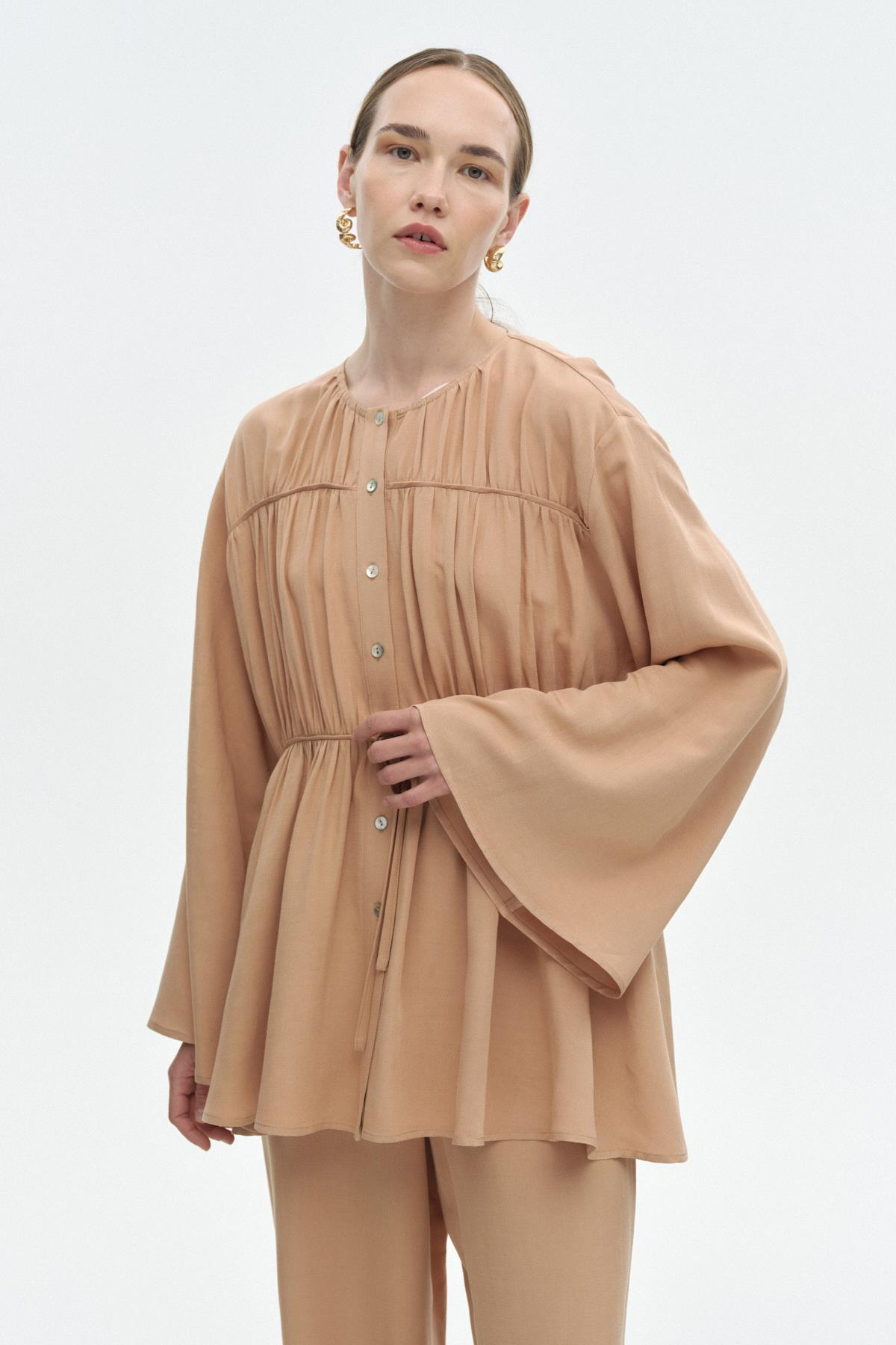 Viskon-Keten Bağ Detaylı Gömlek{KATEGORİ}