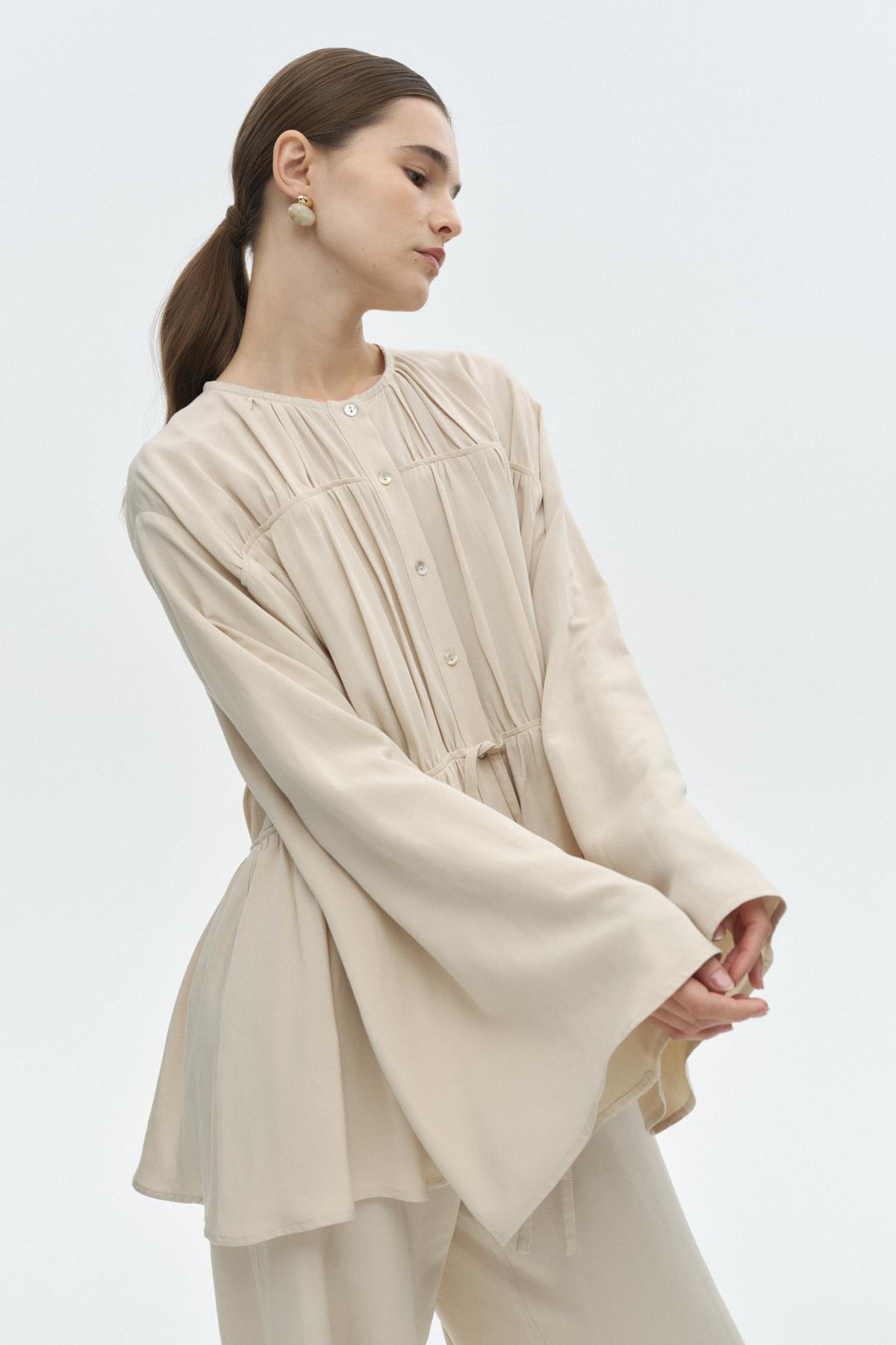 Viskon-Keten Bağ Detaylı Gömlek{KATEGORİ}