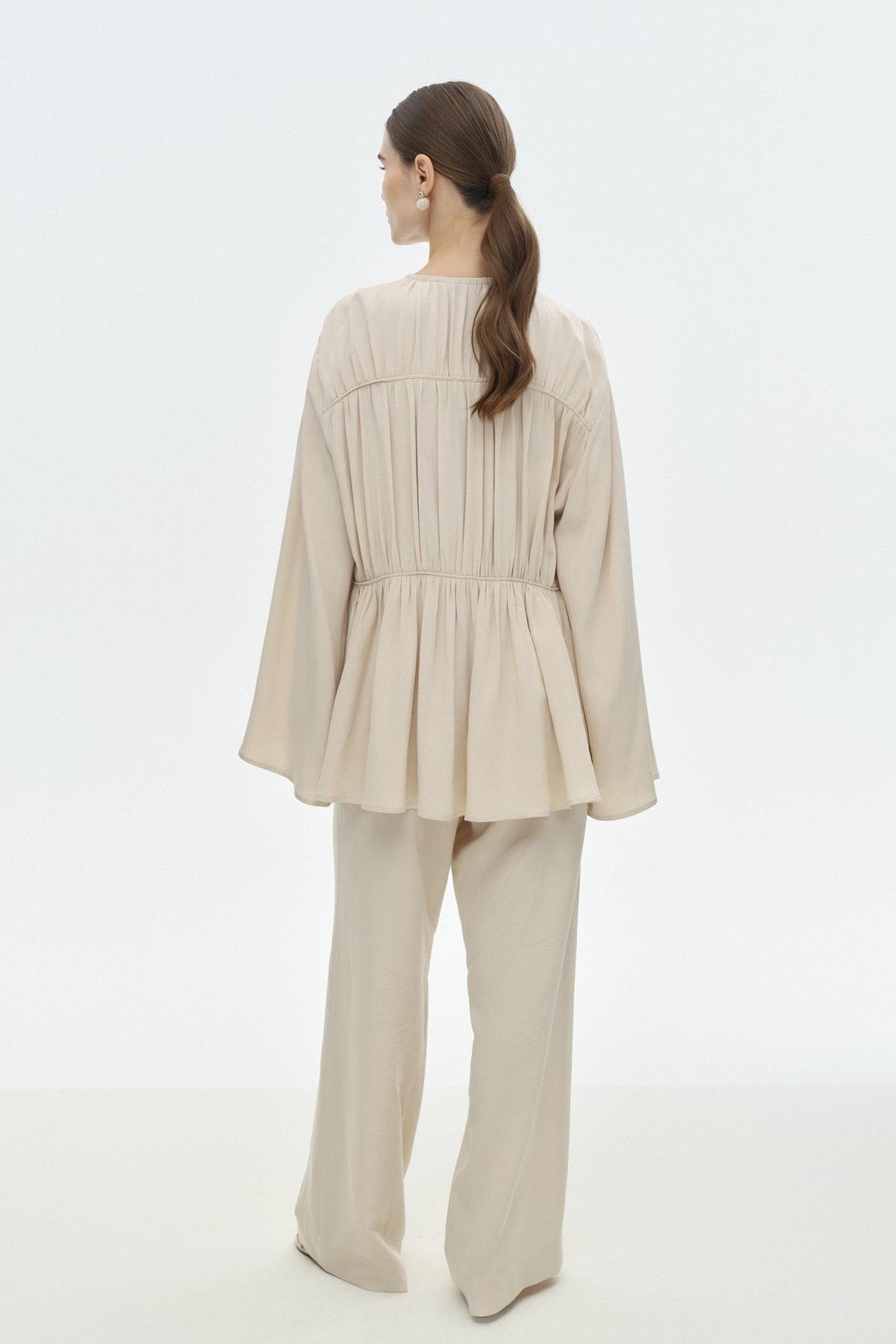 Viskon-Keten Bağ Detaylı Gömlek{KATEGORİ}