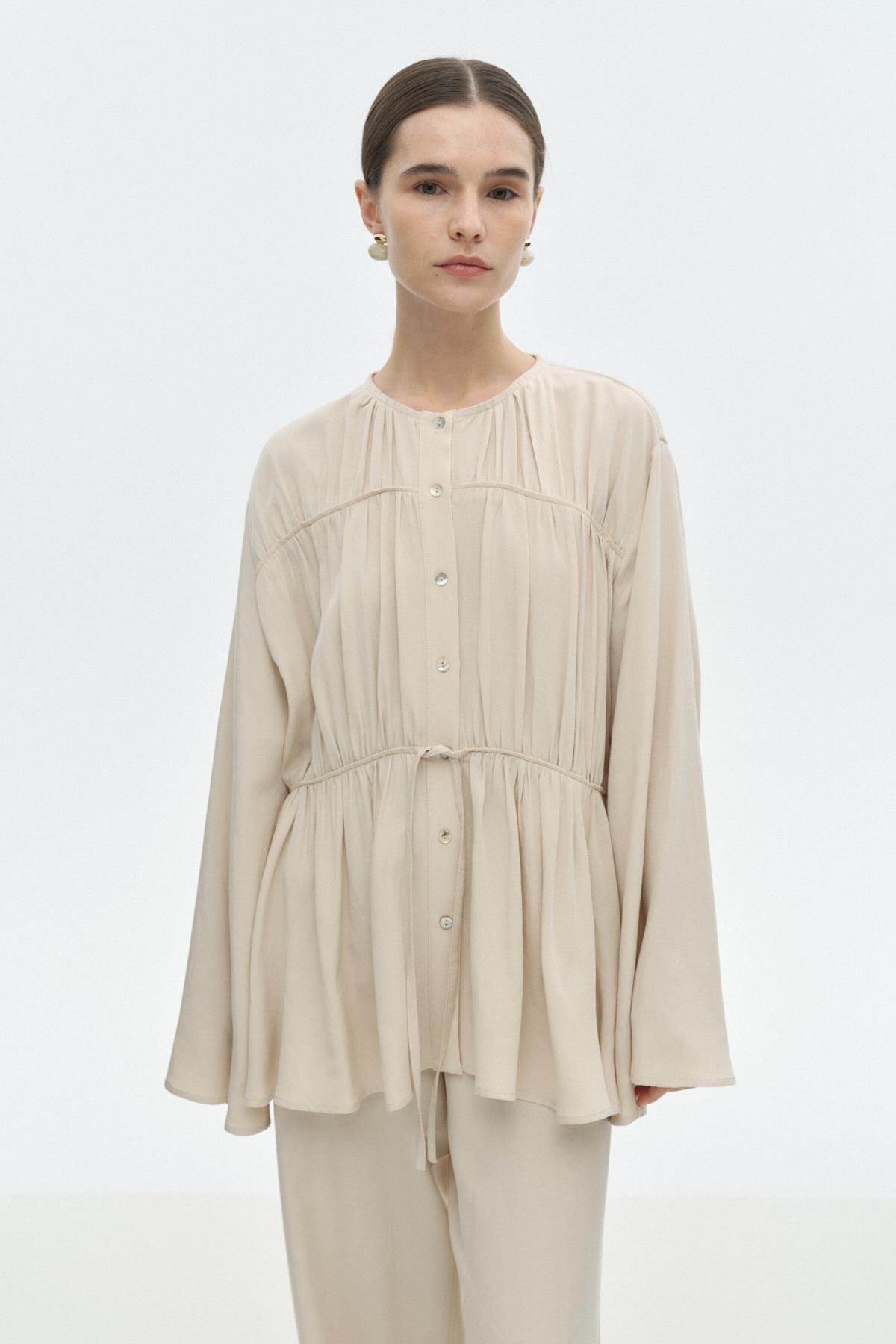 Viskon-Keten Bağ Detaylı Gömlek{KATEGORİ}