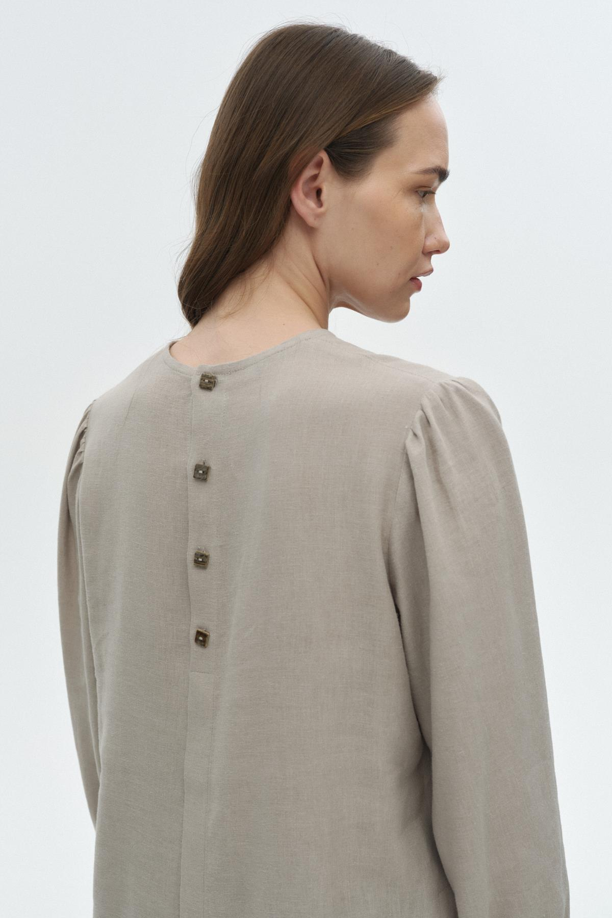 Yırtmaçlı Keten Bluz TAŞ{KATEGORİ}