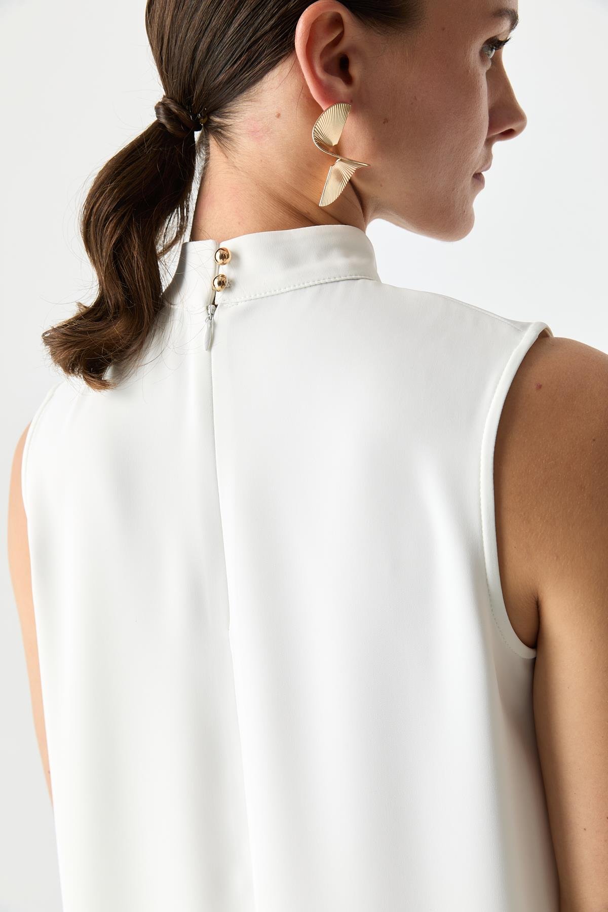 Yüksek Yaka Bluz BEYAZ{KATEGORİ}