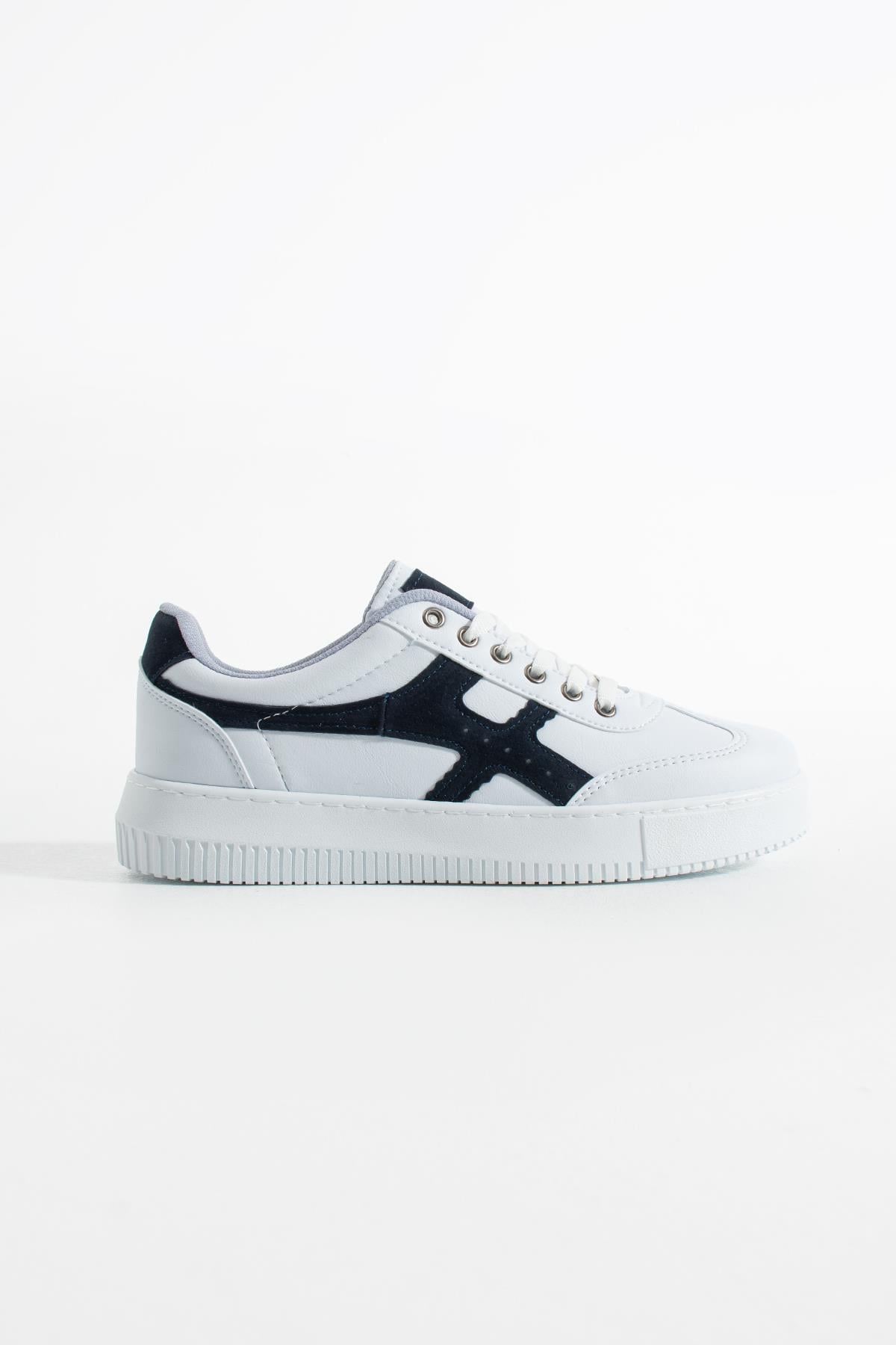 Beyaz Lacivert Erkek Sneaker