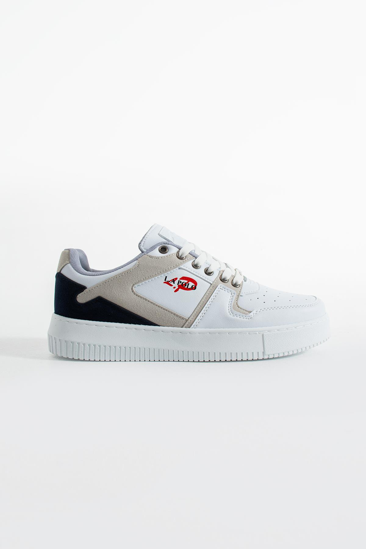Beyaz Lacivert Renk Kalın Tabanlı Erkek Sneaker
