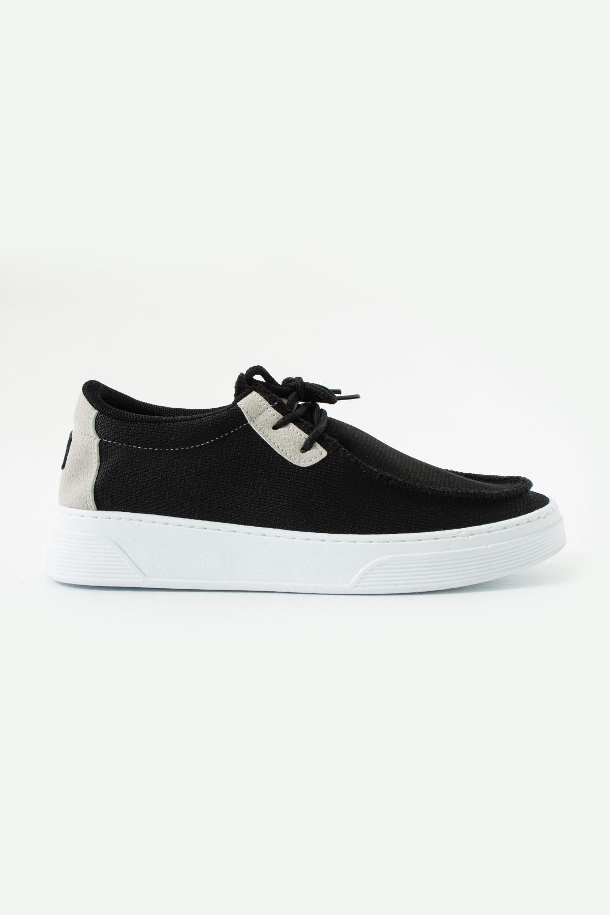 Siyah Beyaz Triko Erkek Loafer