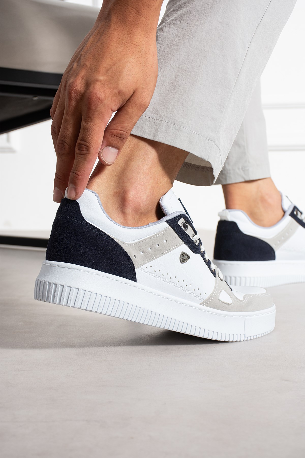  Beyaz Lacivert Erkek Sneaker