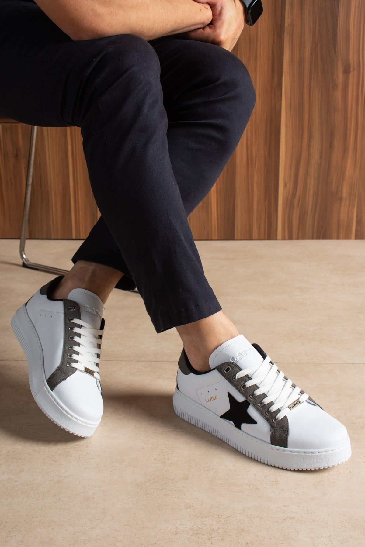 Beyaz Füme Erkek Sneaker