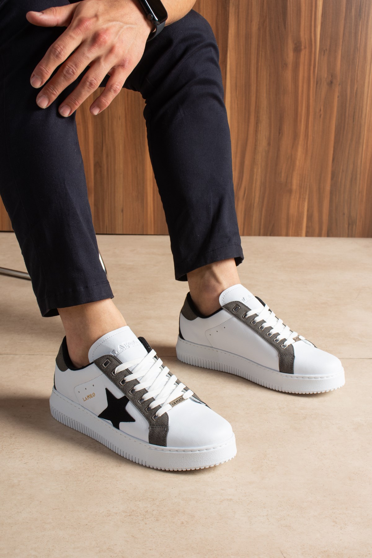 Beyaz Füme Erkek Sneaker