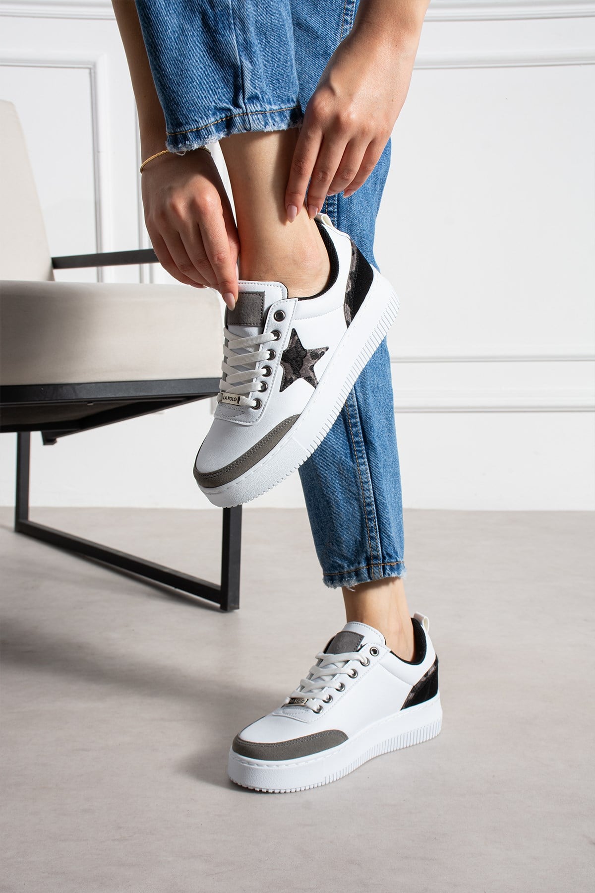 Beyaz Füme Kadın Sneaker