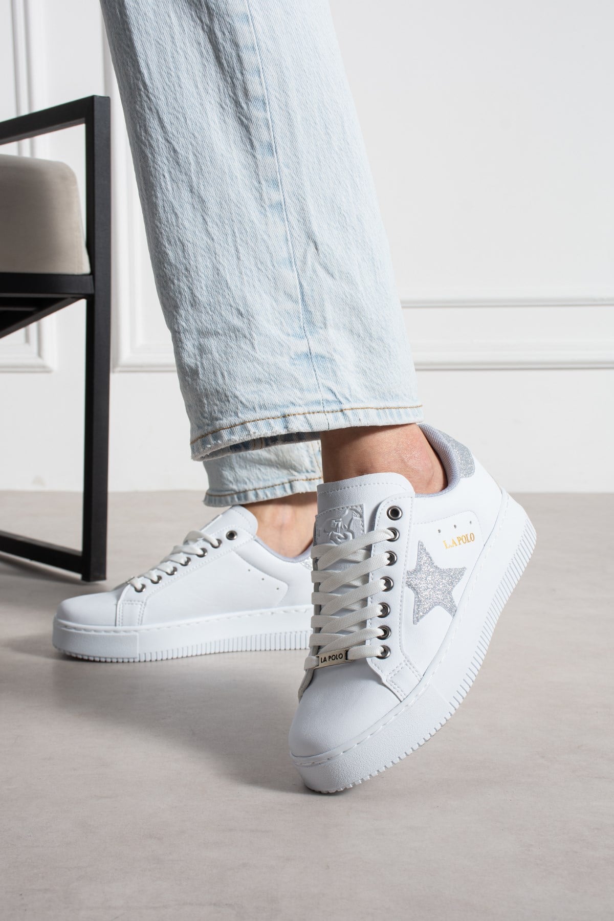 Beyaz Gümüş Kadın Sneaker