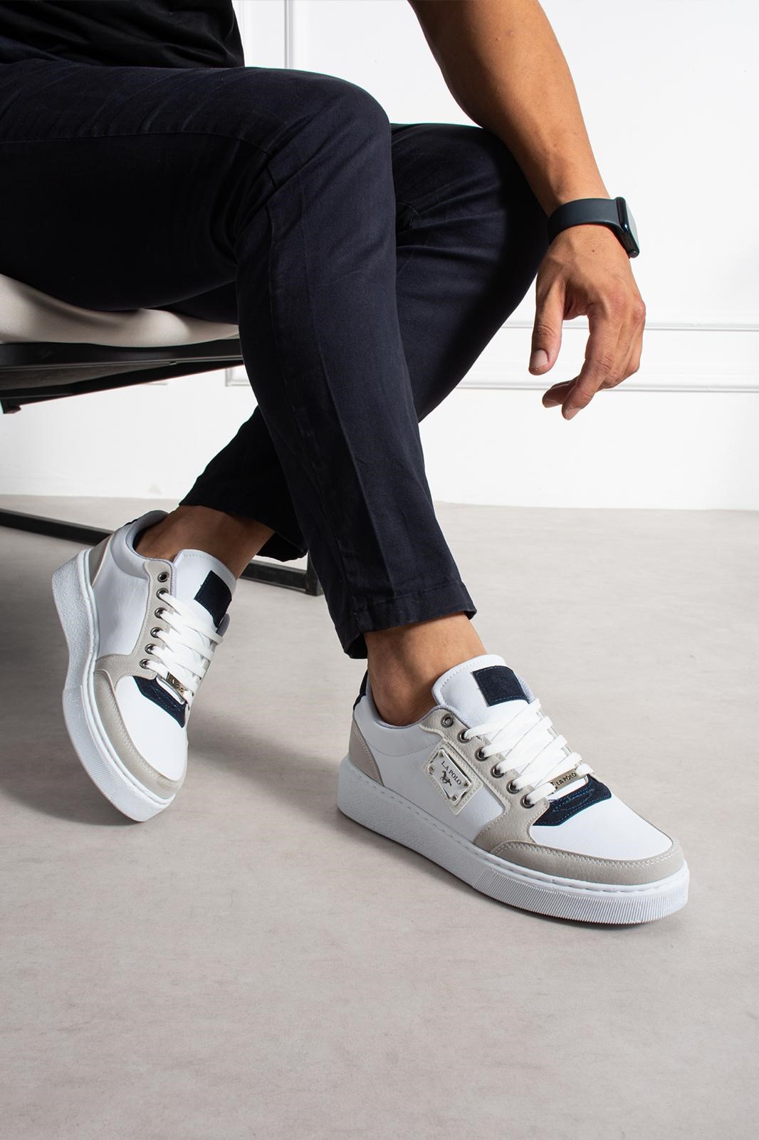 Beyaz Lacivert Erkek Sneaker