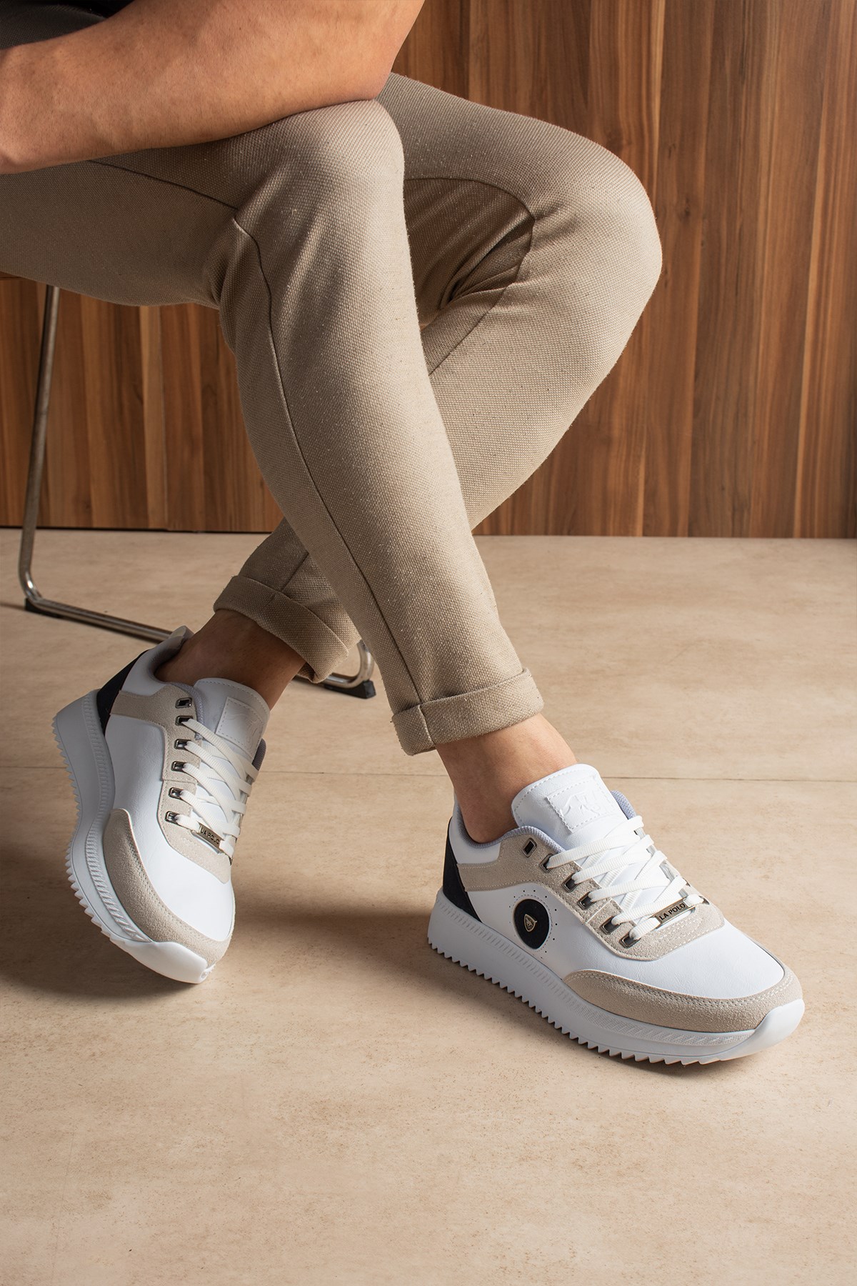 Beyaz Lacivert Erkek Sneaker