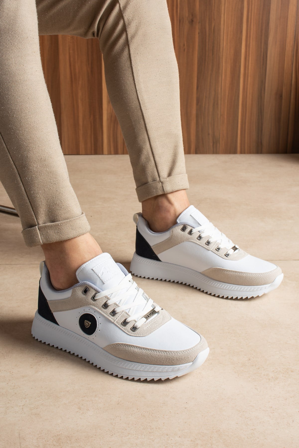 Beyaz Lacivert Erkek Sneaker