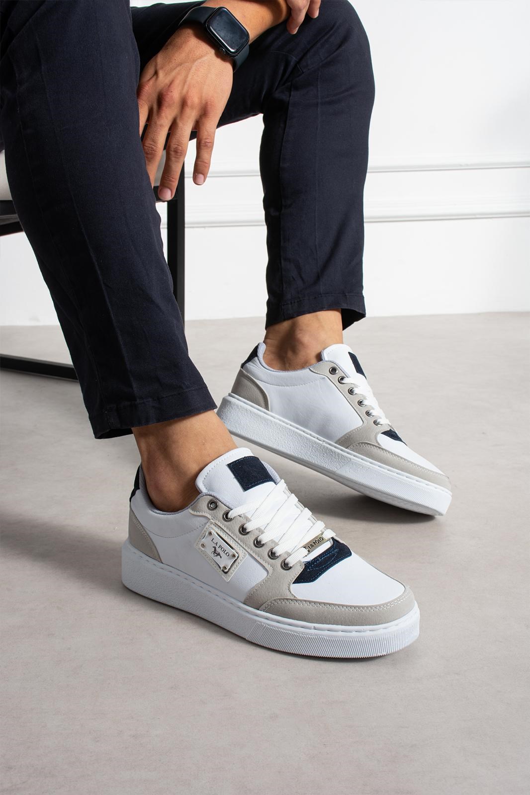 Beyaz Lacivert Erkek Sneaker