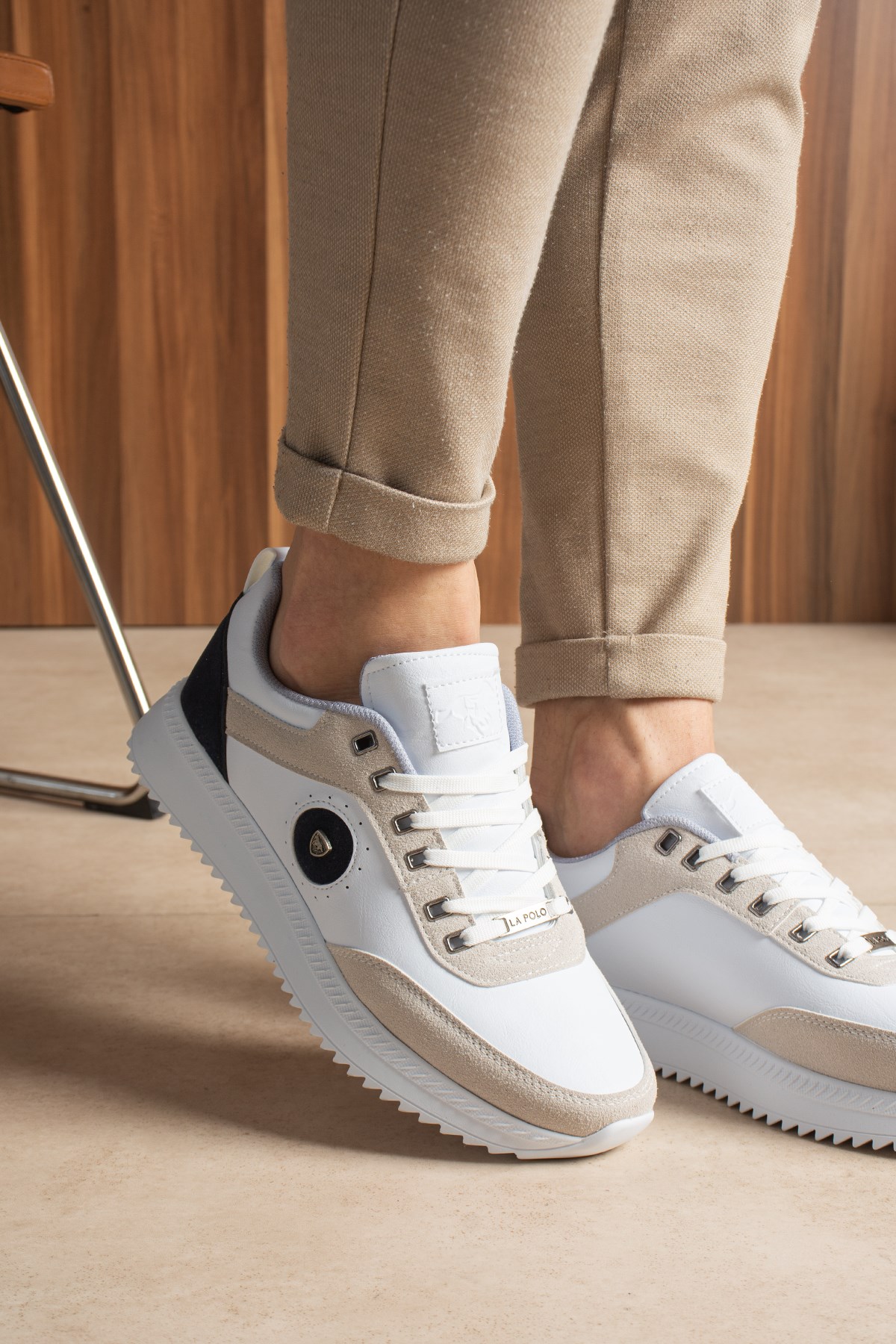 Beyaz Lacivert Erkek Sneaker