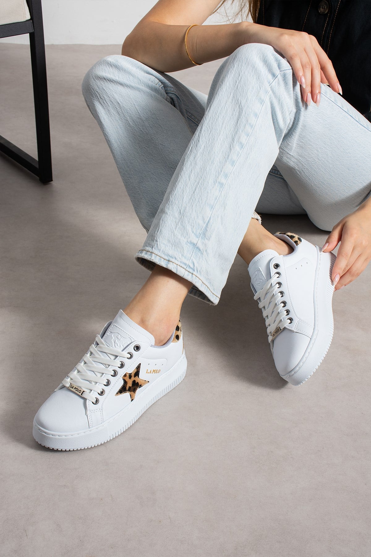 Beyaz Leopar Kadın Sneaker