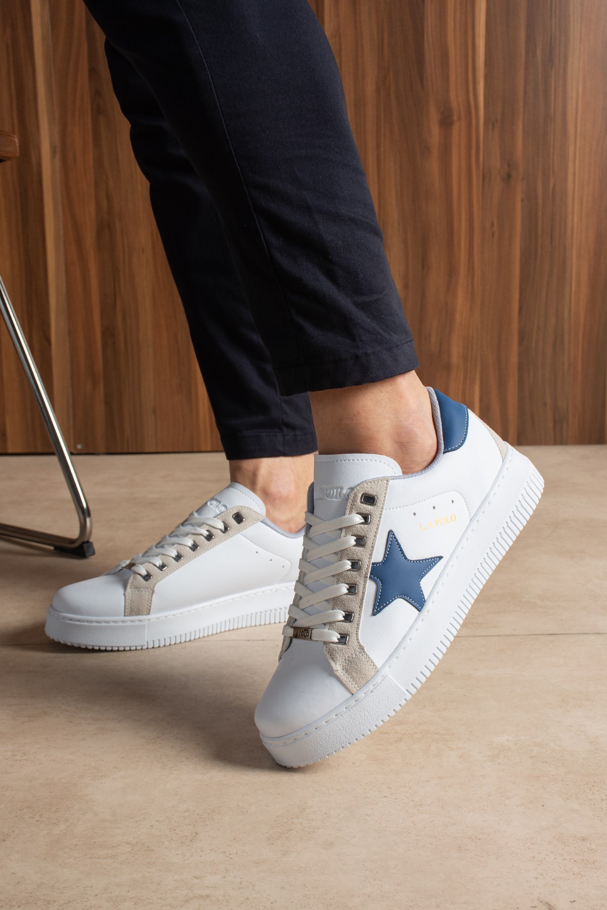 Beyaz Mavi Erkek Sneaker