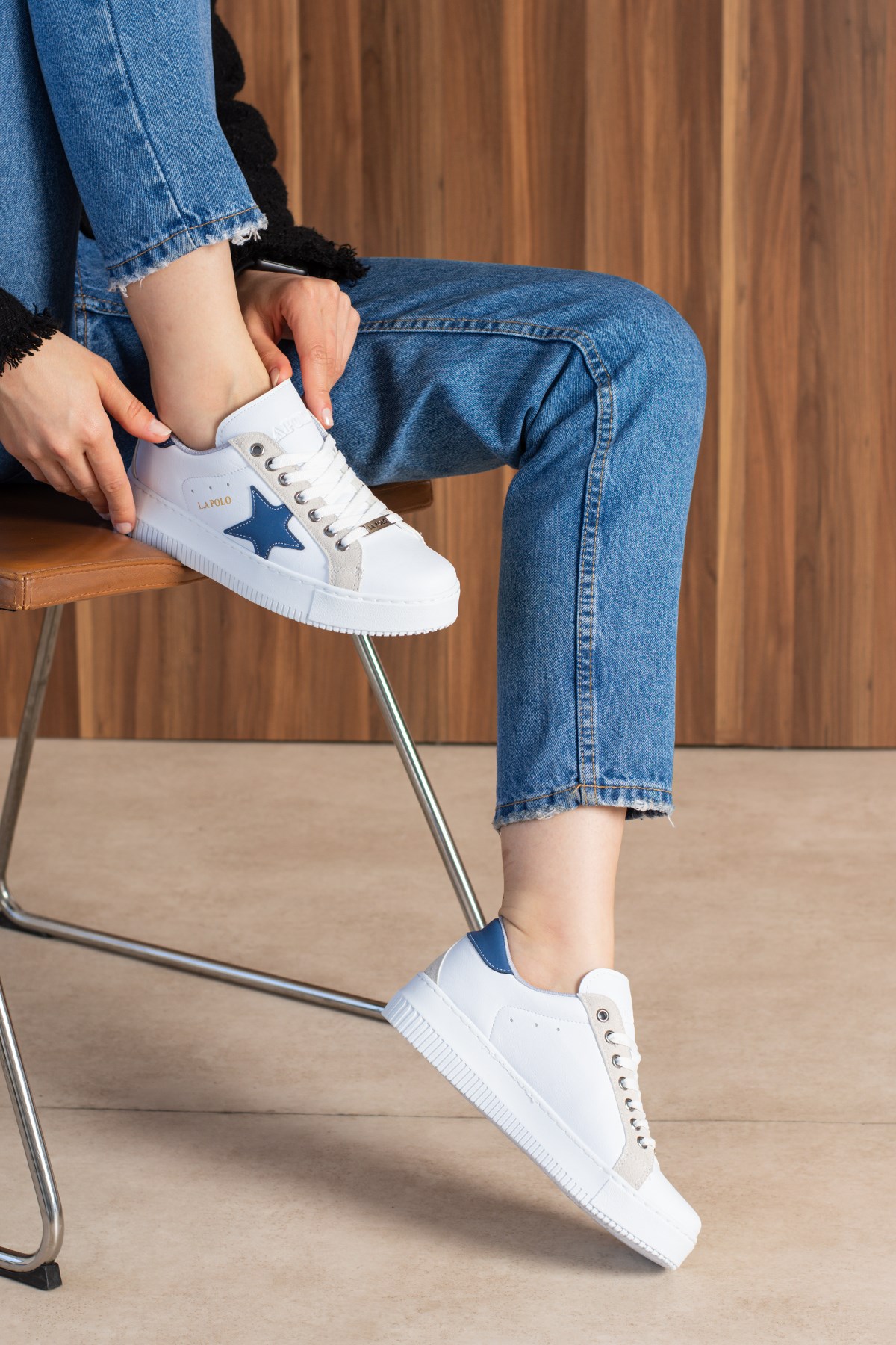 Beyaz Mavi Kadın Sneaker