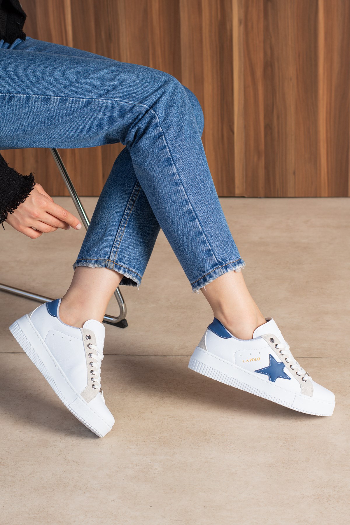 Beyaz Mavi Kadın Sneaker