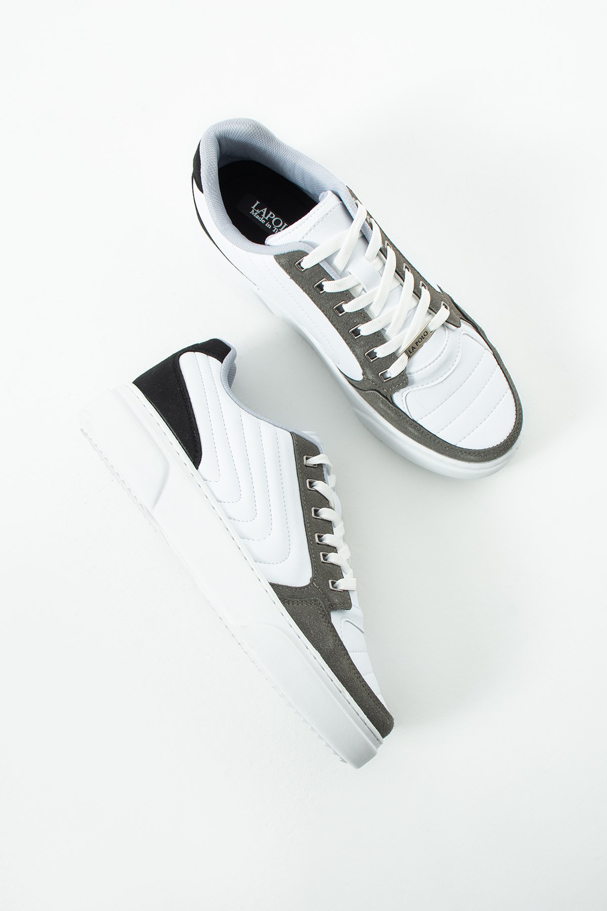 Dikişli Beyaz Füme Erkek Sneaker