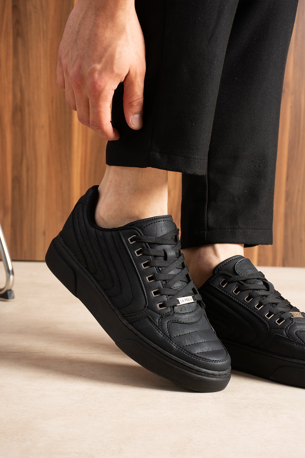 Dikişli Siyah Erkek Sneaker